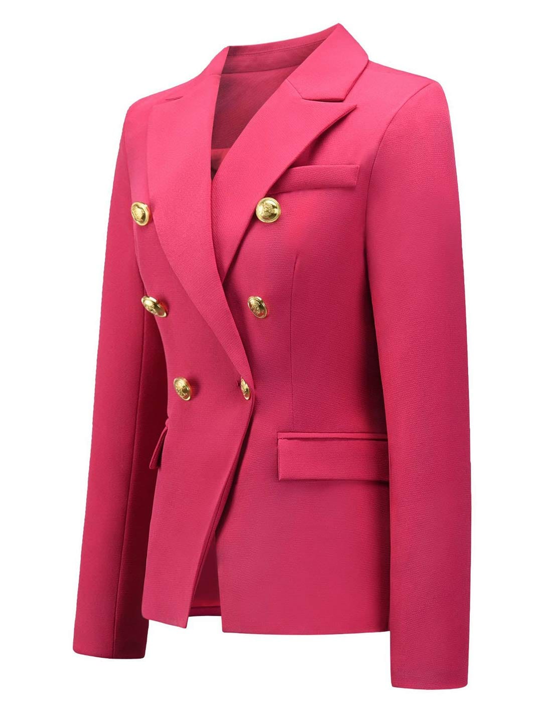 Chouyatou Blazer vintage à double boutonnage pour femme Coupe ajustée