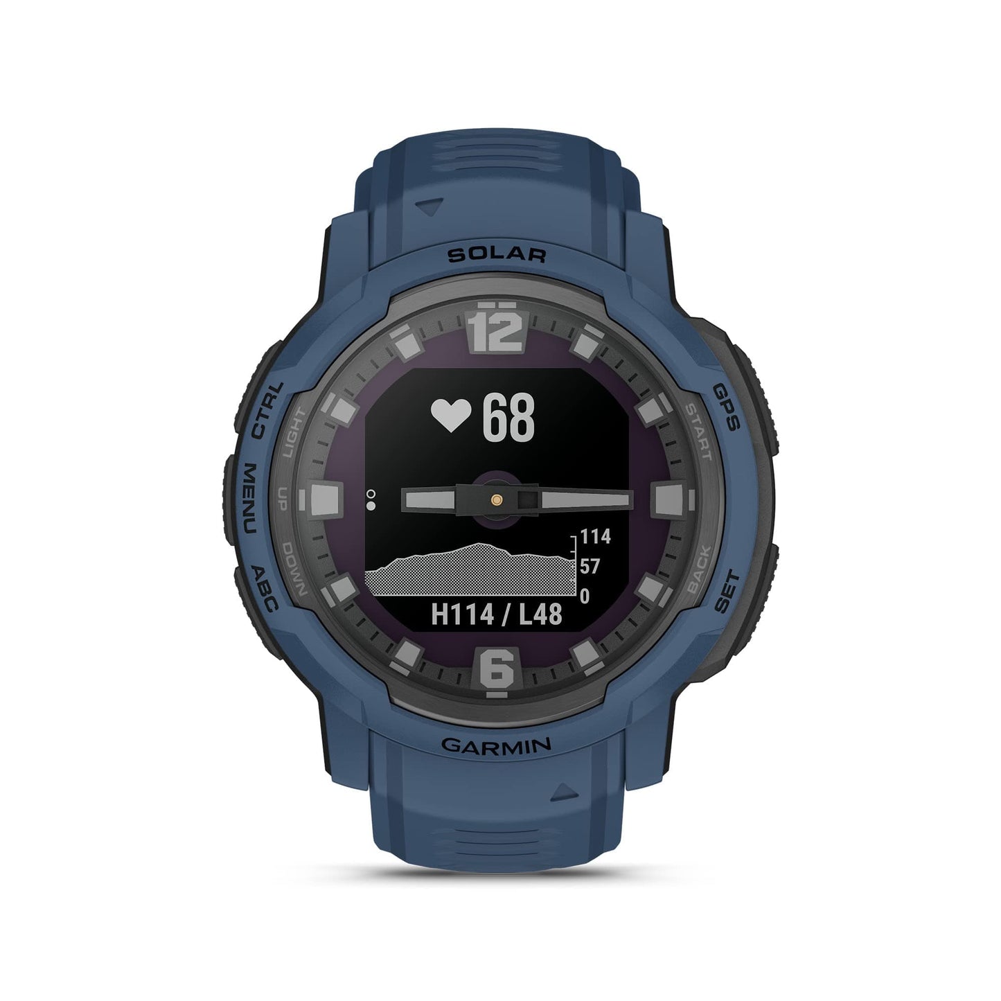 Garmin Instinct Crossover Solar, reloj inteligente híbrido resistente con capacidades de carga solar, manecillas analógicas y pantalla digital, grafito, ajustable 