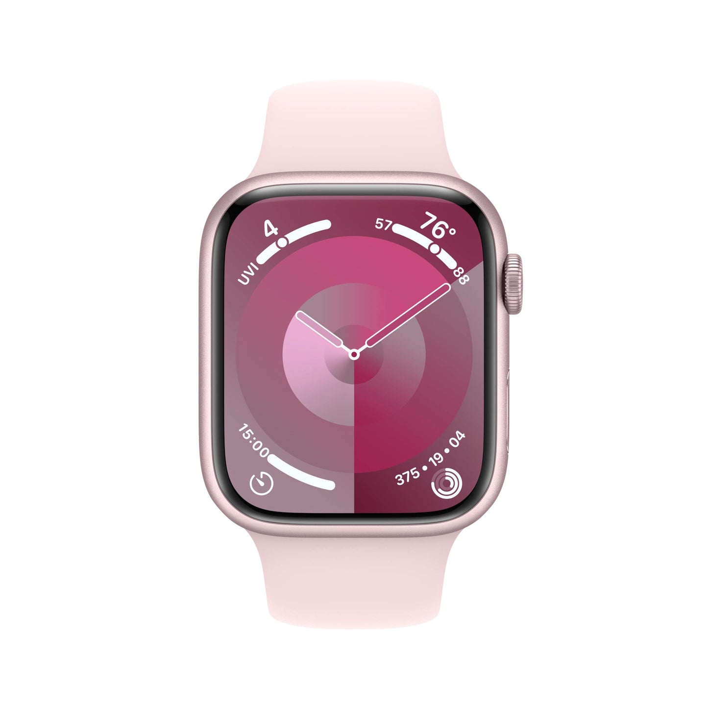 Montre intelligente Apple Watch Series 9 [GPS + Cellular 45 mm] avec boîtier en aluminium rose et bracelet sport rose M/L. Tracker d'activité, applications d'oxygène sanguin et ECG, écran Retina toujours activé (renouvelé) 