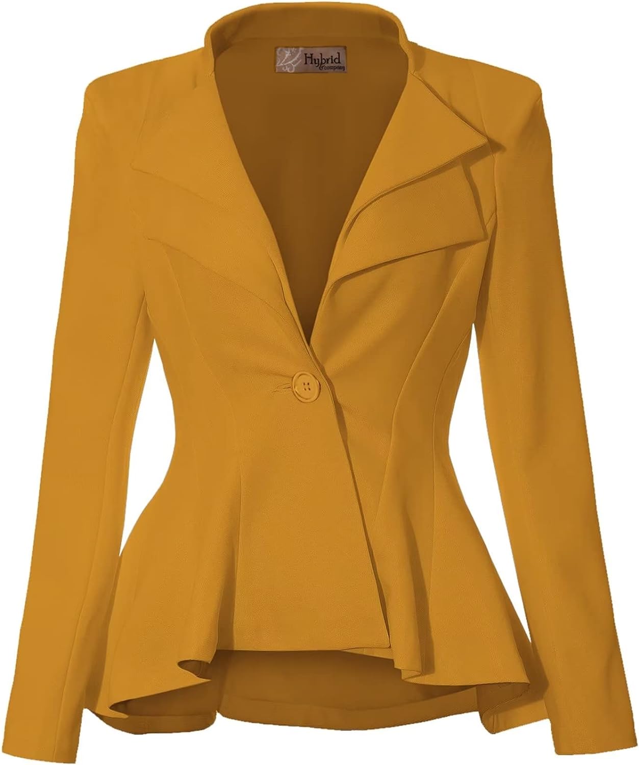 Hybrid &amp; Company - Blazer cómodo para mujer, estilo informal, para trabajo, oficina, doble muesca, solapa afilada, hombrera, con un solo botón