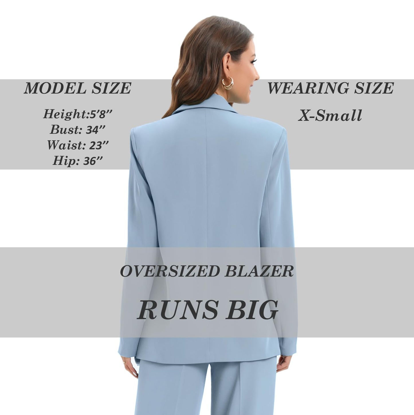 Women's Oversized Double-Breasted Suit Blazer Jacket Long Sleeve Casual Boyfriend Style Work Office Blazer with Pockets