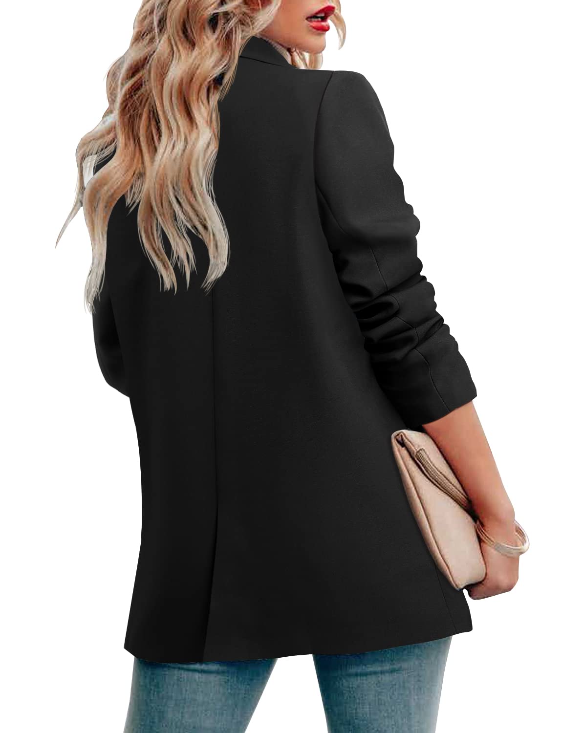 CRAZY GRID Womens Casual Blazer Jacket Long Sleeve Open Front Work Office Blazer Lapel Button Jacket