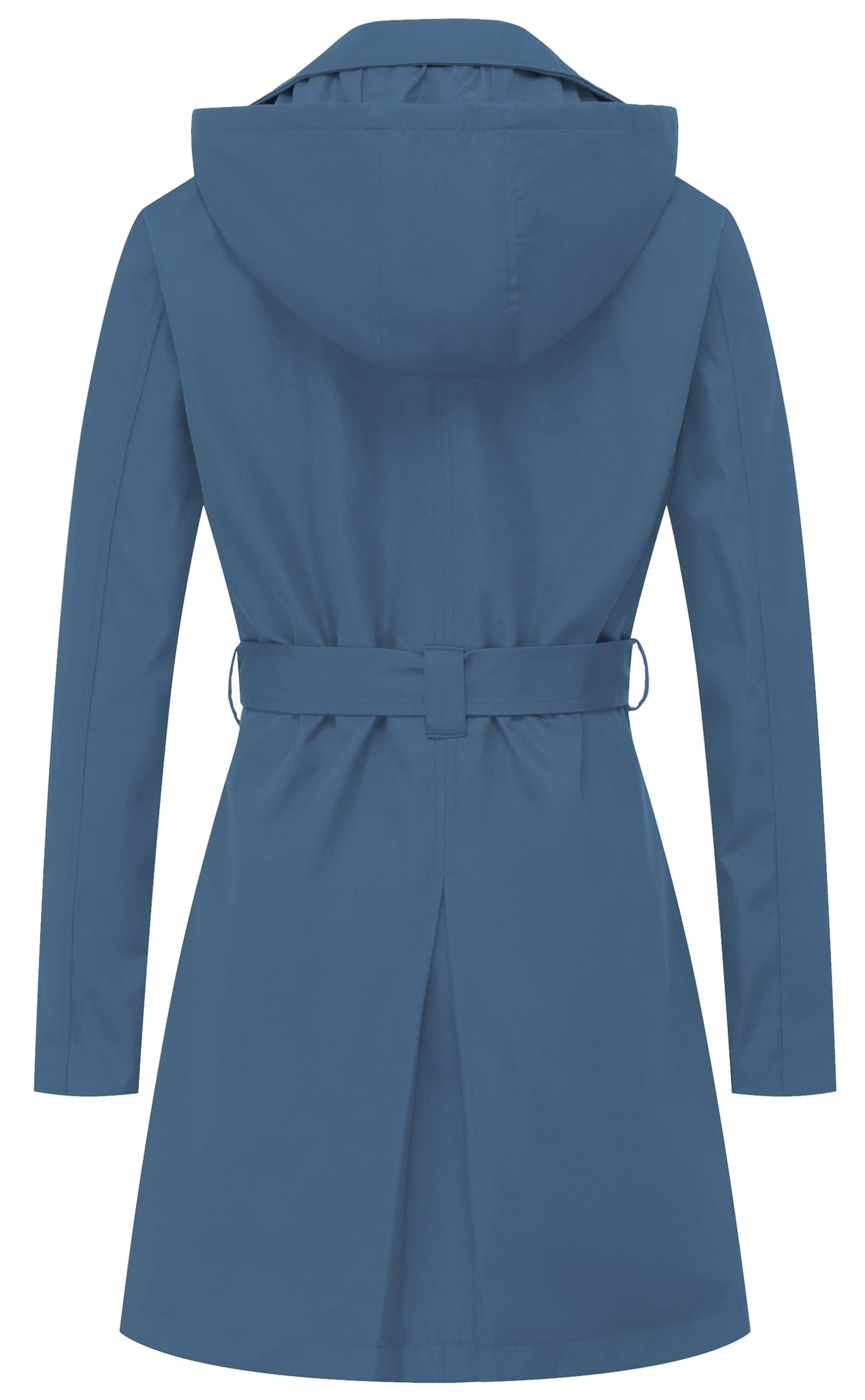 Chrisuno Trench-coat mi-long à double boutonnage pour femme avec ceinture et capuche amovible 