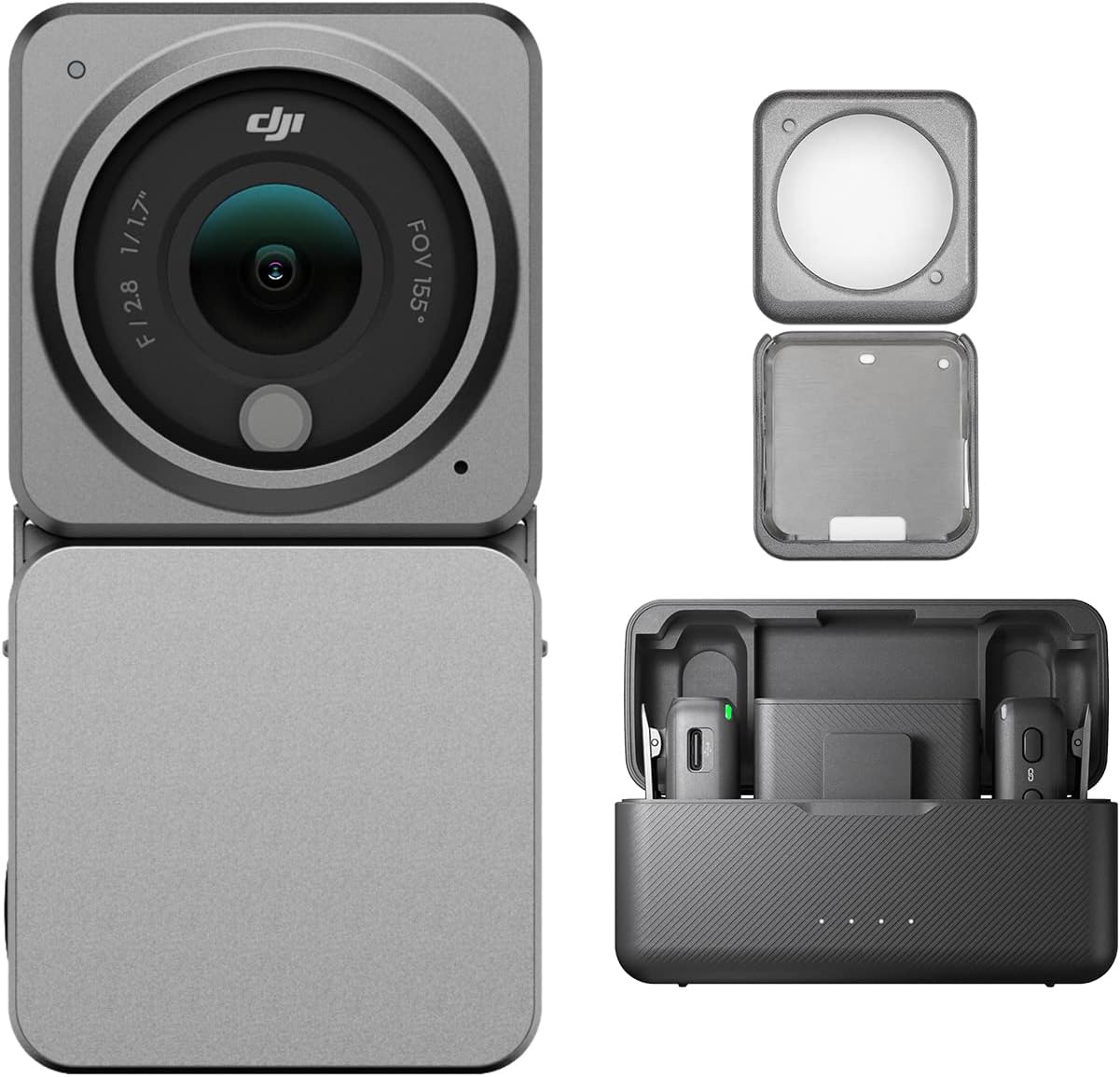 DJI Action 2 Dual-Screen Combo & Magnetic Protective Case - 4K Action Camera with Dual OLED Touchscreens, 155° FOV, Magnetic Attachments, Stabilization Technology, Underwater Camera Ideal Xpress