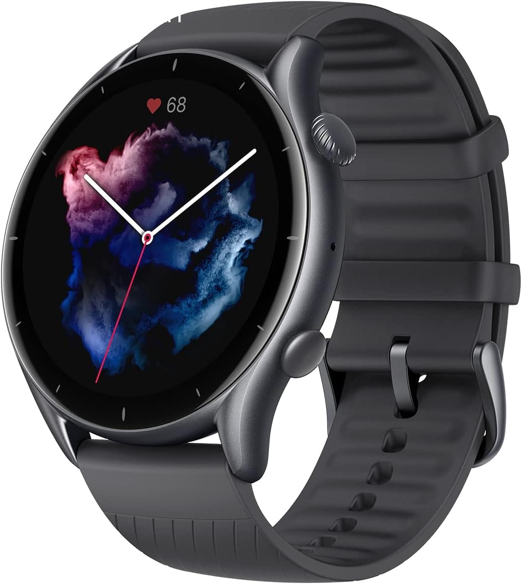 Montre intelligente Amazfit GTR 3 Pro pour hommes, autonomie de 12 jours, Alexa intégrée, appels et SMS Bluetooth, GPS et 150 modes sportifs, écran AMOLED 1,45", montre de fitness avec suivi de fréquence cardiaque SpO2, noir 