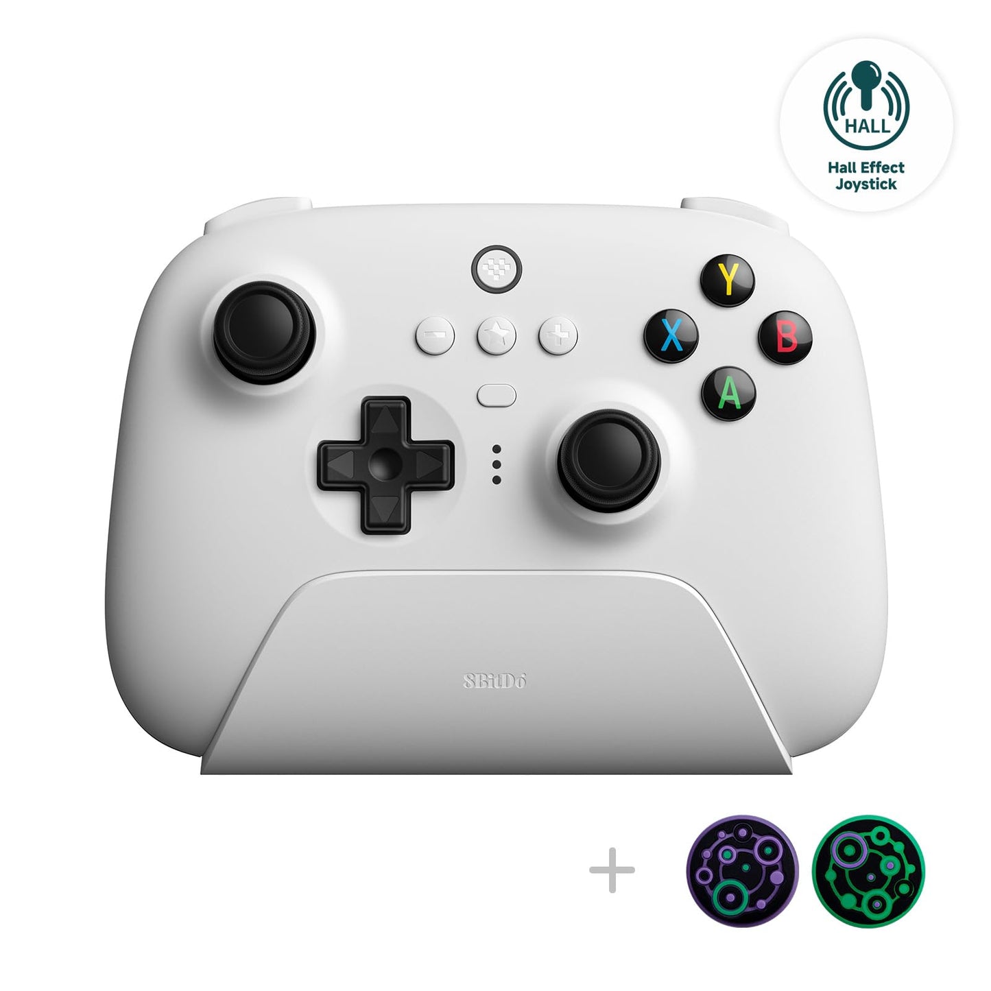 8Bitdo Ultimate Manette sans fil 2,4 g avec station de chargement, mise à jour du joystick à effet Hall, manette de jeu Pro avec boutons arrière et fonction Turbo pour PC, Android, Steam Deck et Apple (violet) 