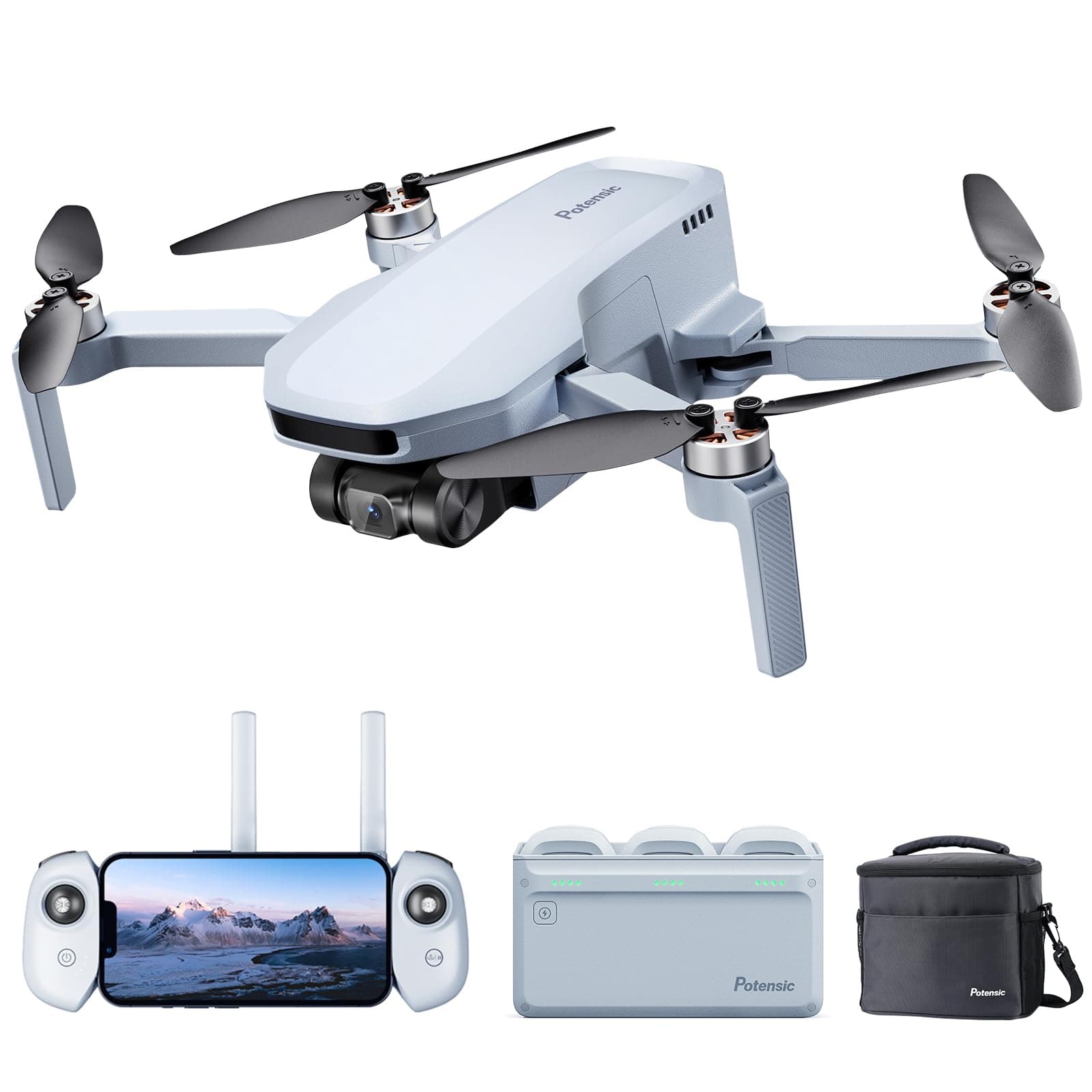 Drone GPS Potensic ATOM SE avec caméra 4K EIS, moins de 249 g, 93 minutes de vol, transmission FPV 4 km, moteur sans balais, vitesse maximale 16 m/s, hub de charge parallèle rapide 60 W, Fly More Combo 