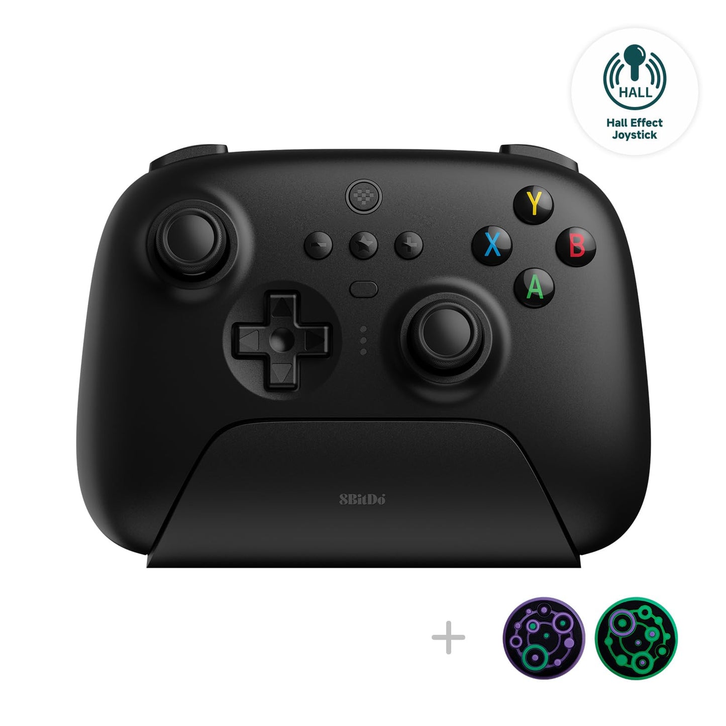 8Bitdo Ultimate Manette sans fil 2,4 g avec station de chargement, mise à jour du joystick à effet Hall, manette de jeu Pro avec boutons arrière et fonction Turbo pour PC, Android, Steam Deck et Apple (violet) 