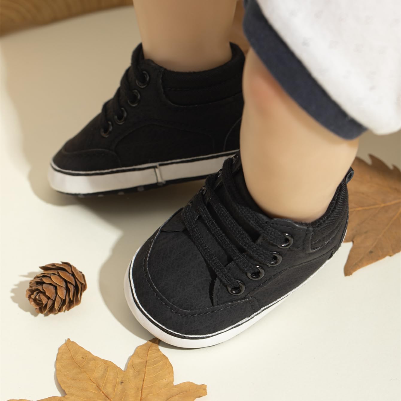 Meckior Toddler Baby Boys Girls High Tops Ankle Sneakers Soft Anti-Slip Sole PU Leather Moccasins Infant Newborn Prewalker First Walking Crib Shoes Xpress