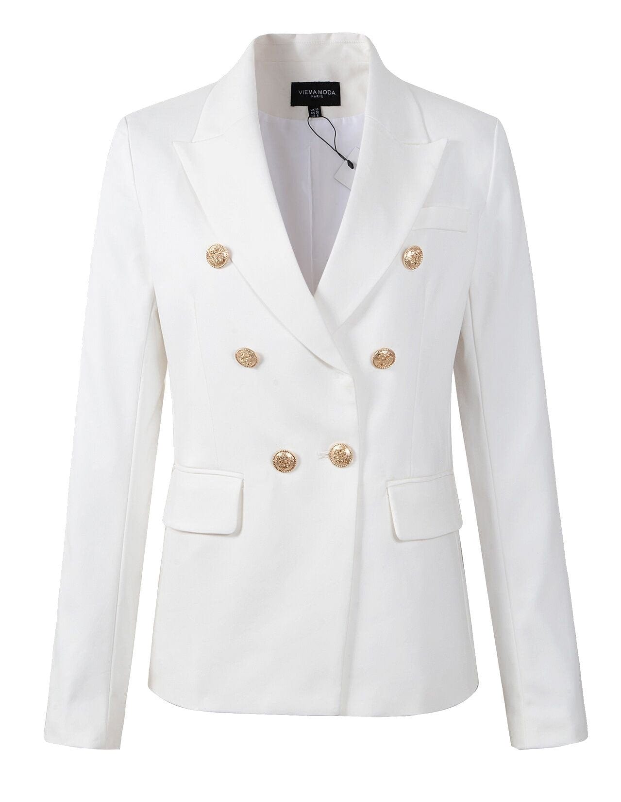 Womens Double Breasted Military Style Blazer Ladies Coat Jacket