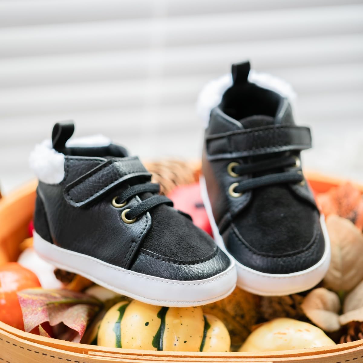 Meckior Toddler Baby Boys Girls High Tops Ankle Sneakers Soft Anti-Slip Sole PU Leather Moccasins Infant Newborn Prewalker First Walking Crib Shoes Xpress