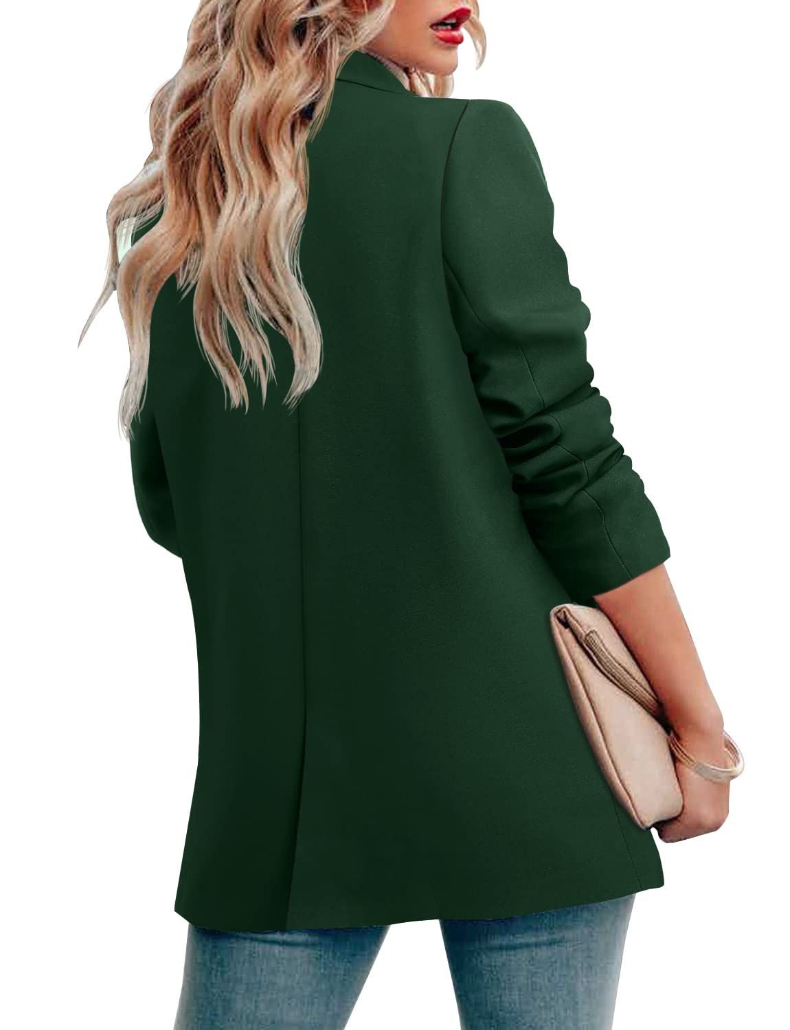 CRAZY GRID Womens Casual Blazer Jacket Long Sleeve Open Front Work Office Blazer Lapel Button Jacket