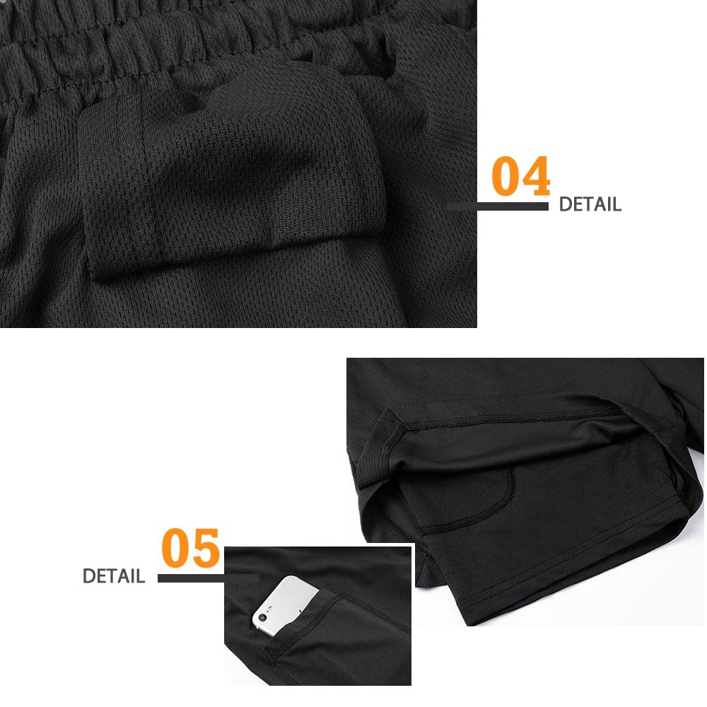 Surenow Mens Running Shorts，Workout Running Shorts for Men，2-in-1 Stealth Shorts，7-Inch Gym Yoga Outdoor Sports Shorts