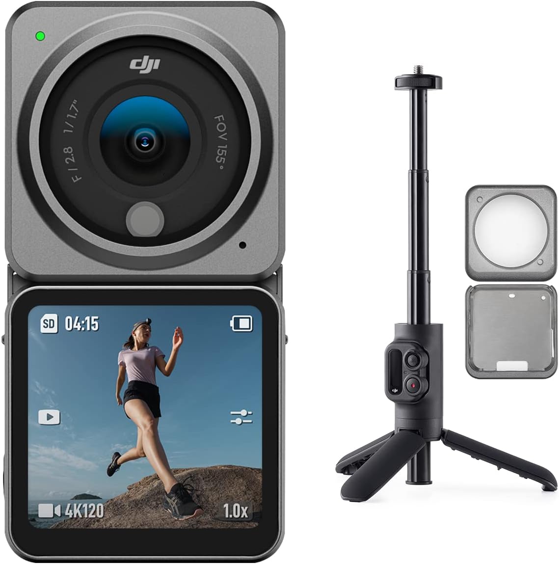 DJI Action 2 Dual-Screen Combo & Magnetic Protective Case - 4K Action Camera with Dual OLED Touchscreens, 155° FOV, Magnetic Attachments, Stabilization Technology, Underwater Camera Ideal Xpress