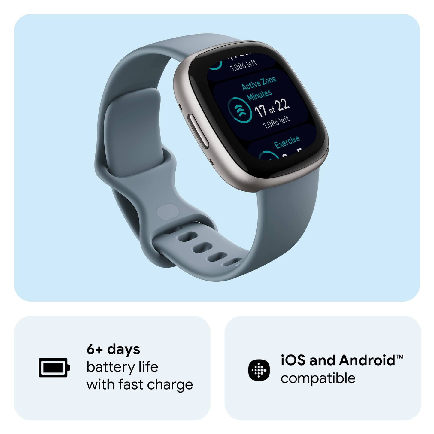 Reloj inteligente Fitbit Versa 4 Fitness con preparación diaria, GPS, frecuencia cardíaca 24 horas al día, 7 días a la semana, más de 40 modos de ejercicio, seguimiento del sueño y más, rosa arena/rosa cobre, talla única (bandas S y L incluidas) 