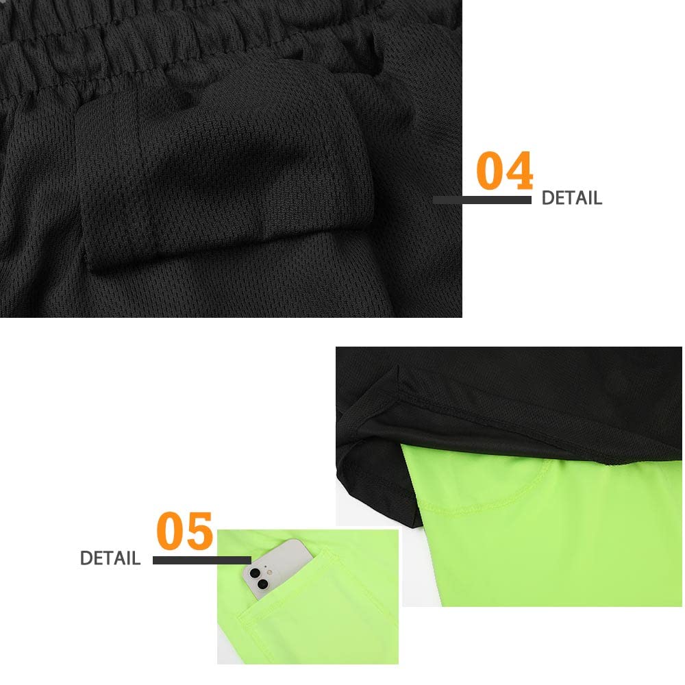 Surenow Mens Running Shorts，Workout Running Shorts for Men，2-in-1 Stealth Shorts，7-Inch Gym Yoga Outdoor Sports Shorts