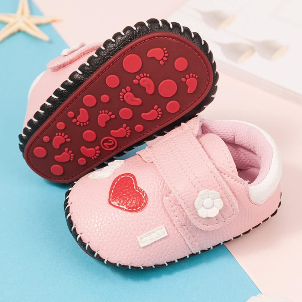 HsdsBebe Baby Boys Girls Pu Leather Hard Bottom Walking Sneakers Toddler Rubber Sole First Walkers Infant Cartoon Slippers Crib Shoes Xpress