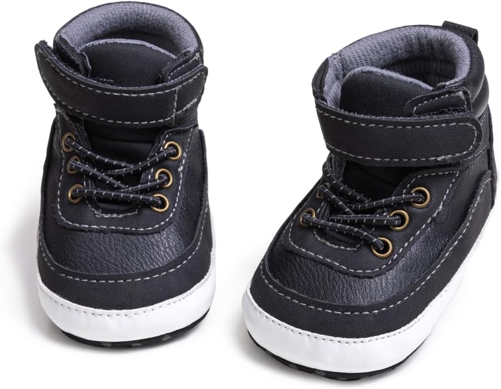 Meckior Toddler Baby Boys Girls High Tops Ankle Sneakers Soft Anti-Slip Sole PU Leather Moccasins Infant Newborn Prewalker First Walking Crib Shoes Xpress