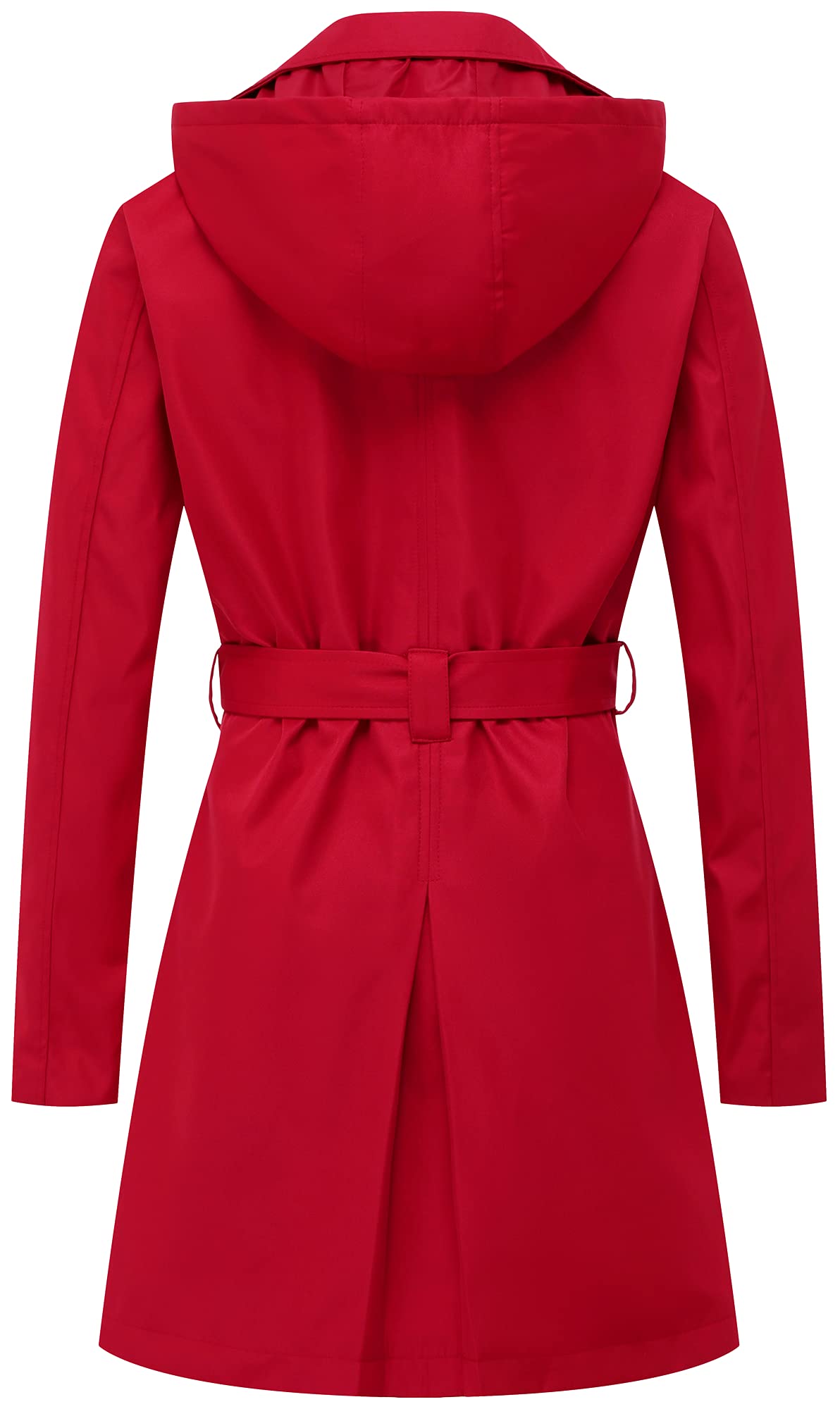 Chrisuno Trench-coat mi-long à double boutonnage pour femme avec ceinture et capuche amovible 