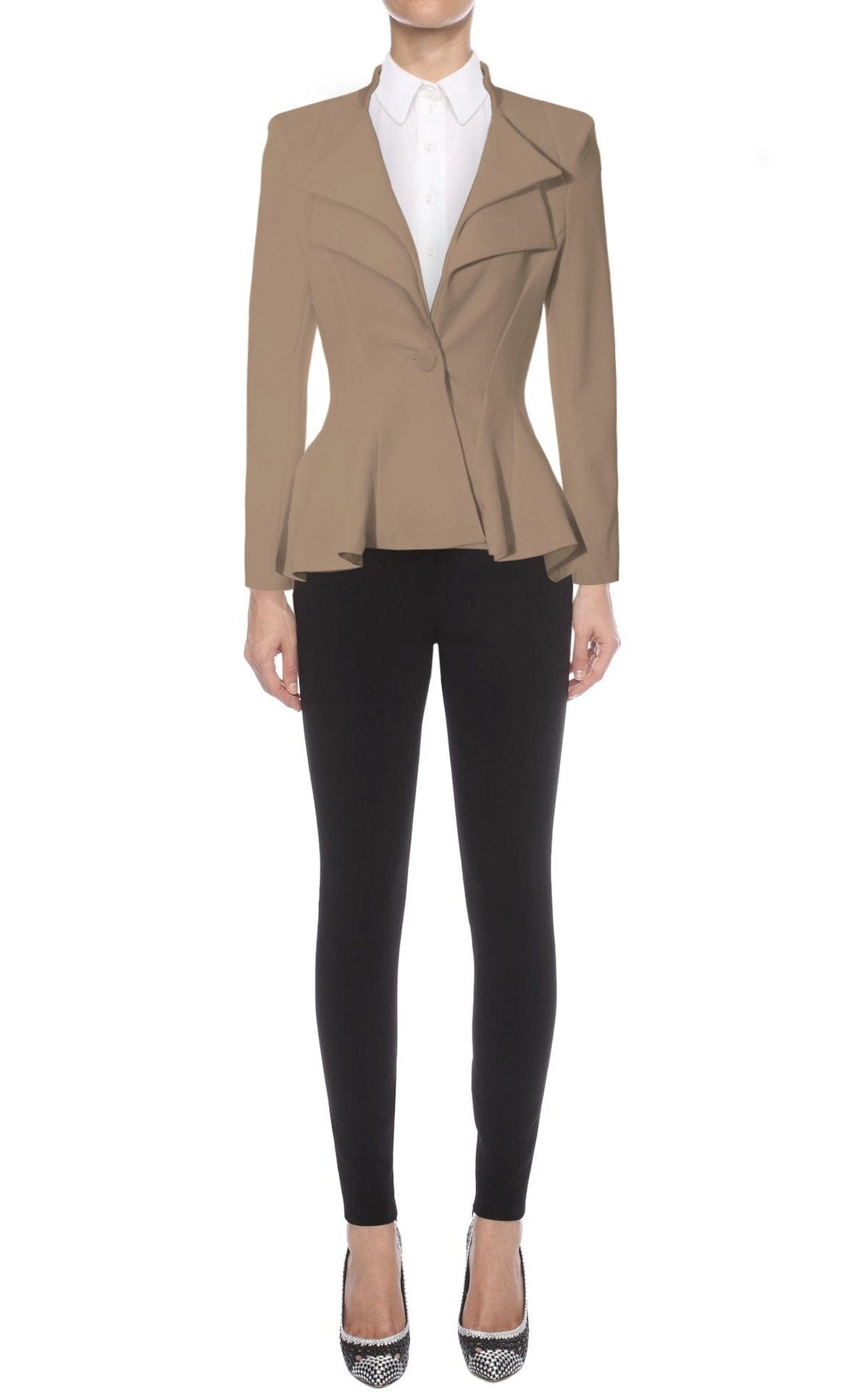 Hybrid &amp; Company - Blazer cómodo para mujer, estilo informal, para trabajo, oficina, doble muesca, solapa afilada, hombrera, con un solo botón