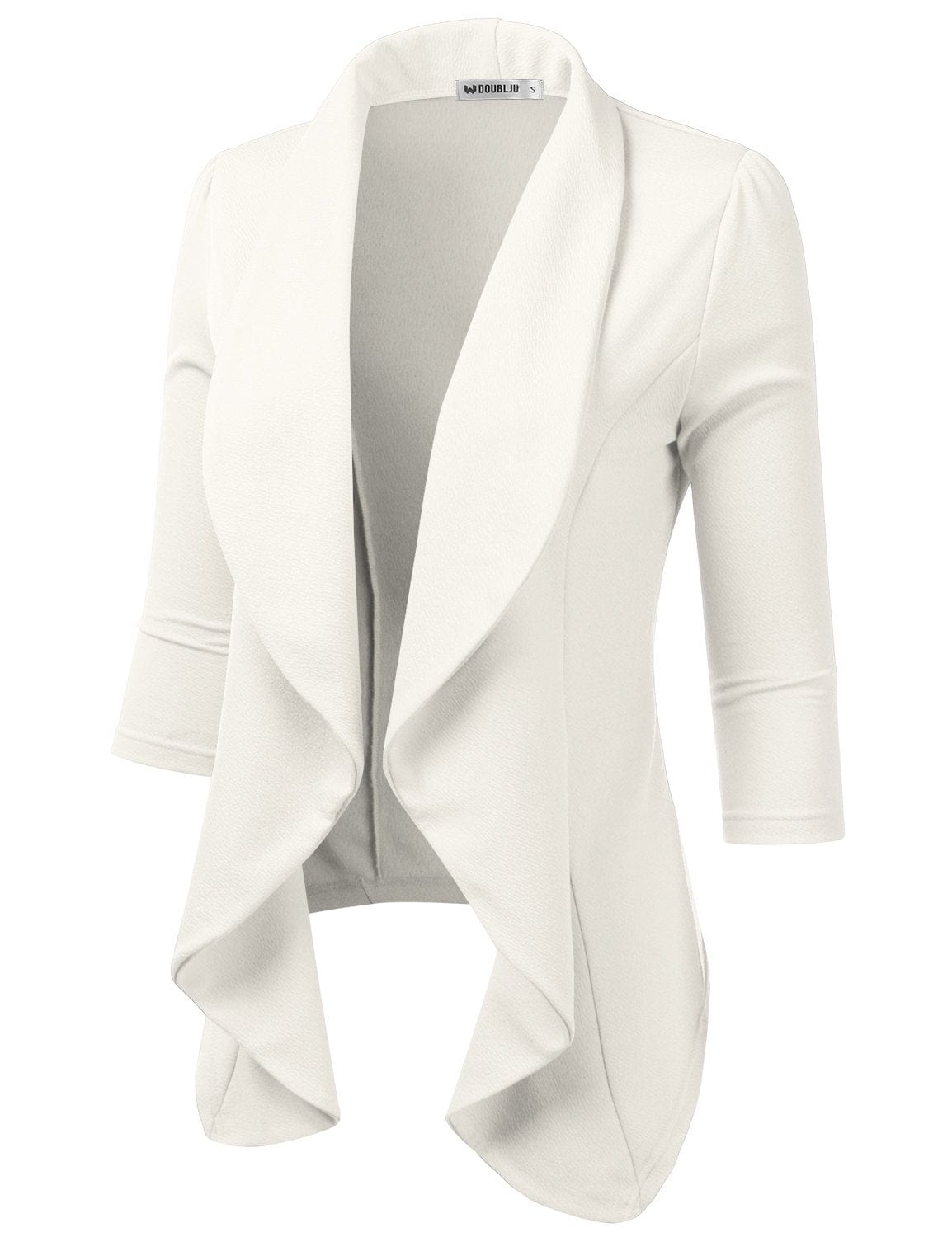 DOUBLJU Blazer léger et fin à manches 3/4 ouvert sur le devant - Veste déconstruite décontractée pour femme - Vêtements de grande taille 