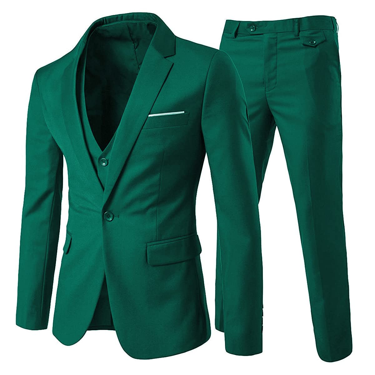 Cloudstyle Mens 3-Piece Suit Notched Lapel One Button Slim Fit Formal Jacket Vest Pants Set