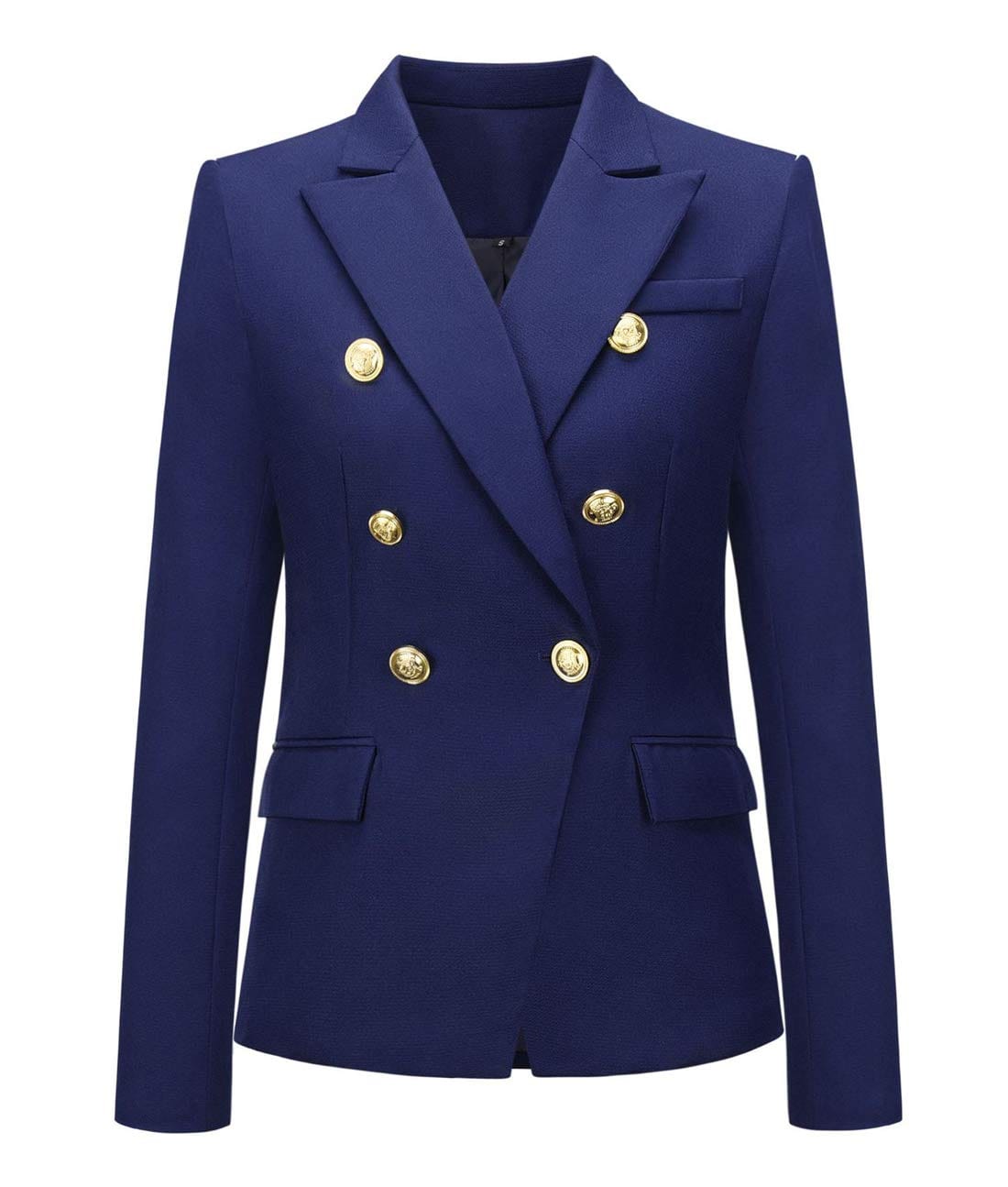 Chouyatou Blazer vintage à double boutonnage pour femme Coupe ajustée