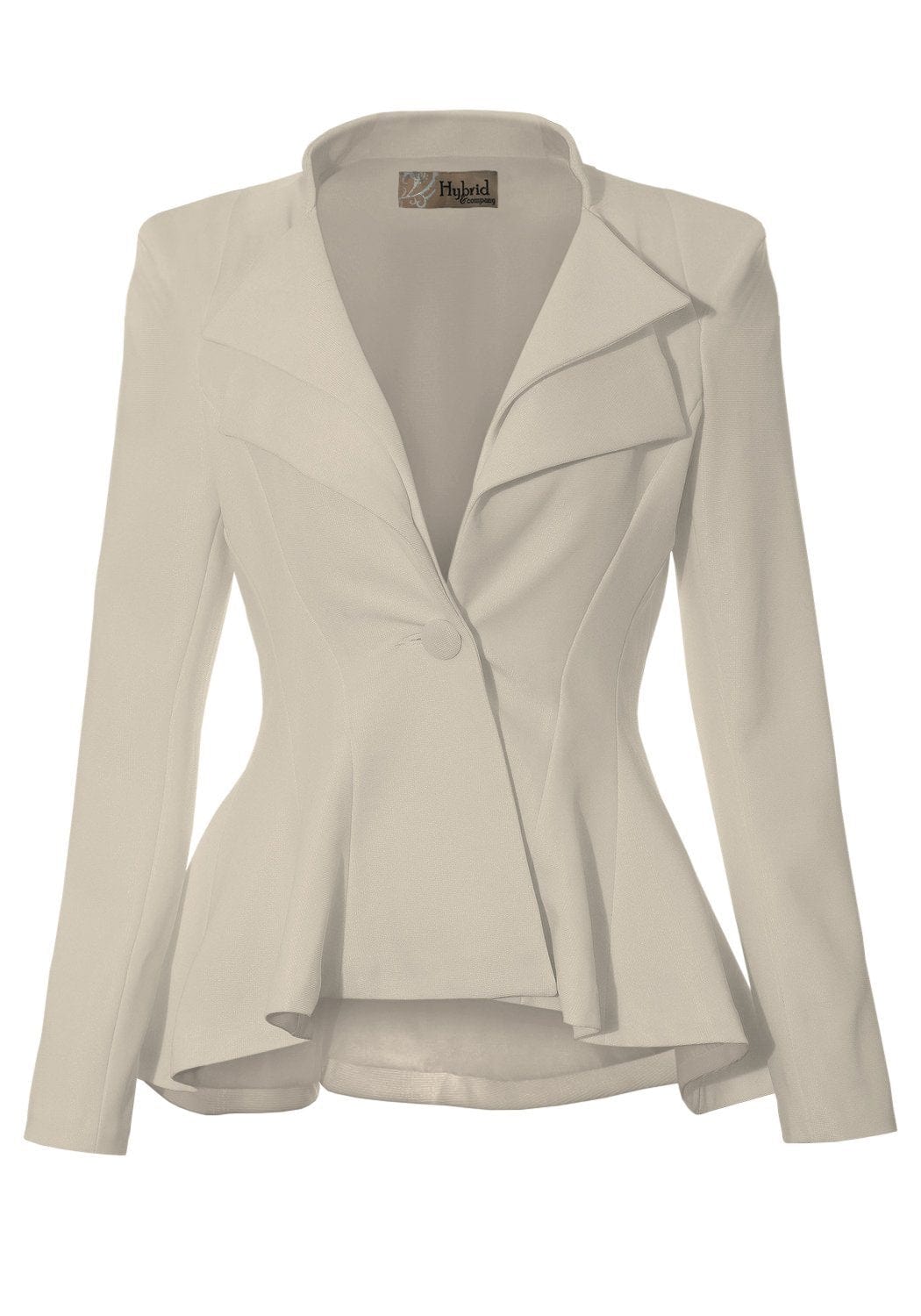 Hybrid &amp; Company - Blazer cómodo para mujer, estilo informal, para trabajo, oficina, doble muesca, solapa afilada, hombrera, con un solo botón