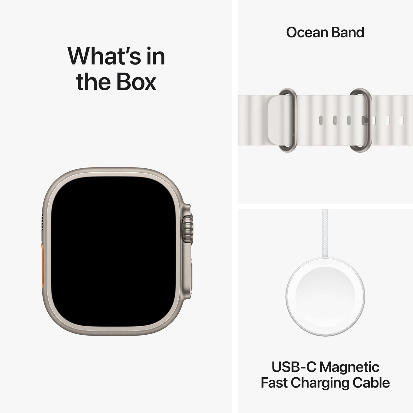 Montre intelligente Apple Watch Ultra 2 [GPS + Cellular 49 mm] avec boîtier en titane robuste et bracelet océan blanc. Tracker d'activité, GPS de précision, bouton d'action, durée de vie de la batterie extra longue, écran Retina lumineux 