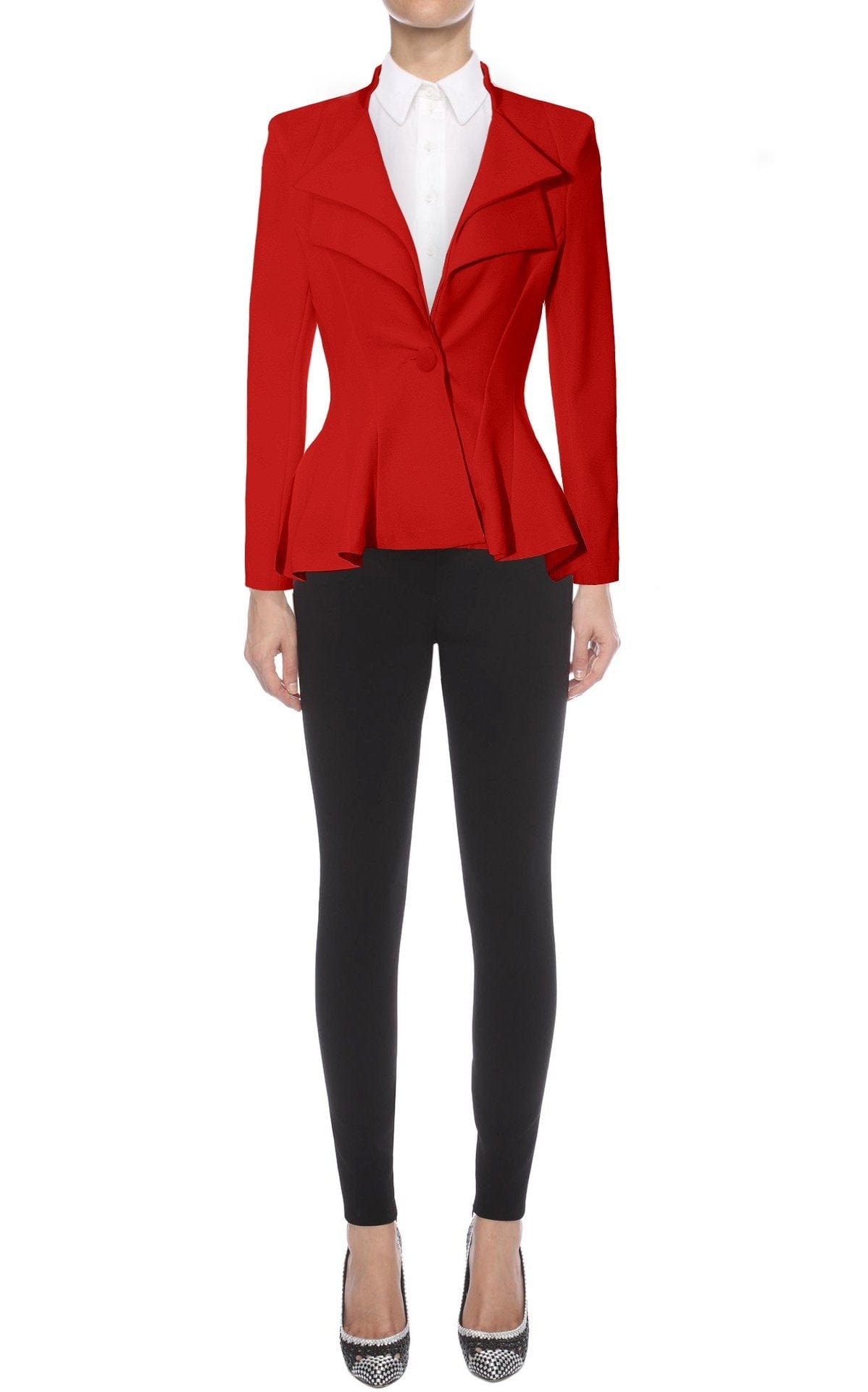 Hybrid &amp; Company - Blazer cómodo para mujer, estilo informal, para trabajo, oficina, doble muesca, solapa afilada, hombrera, con un solo botón