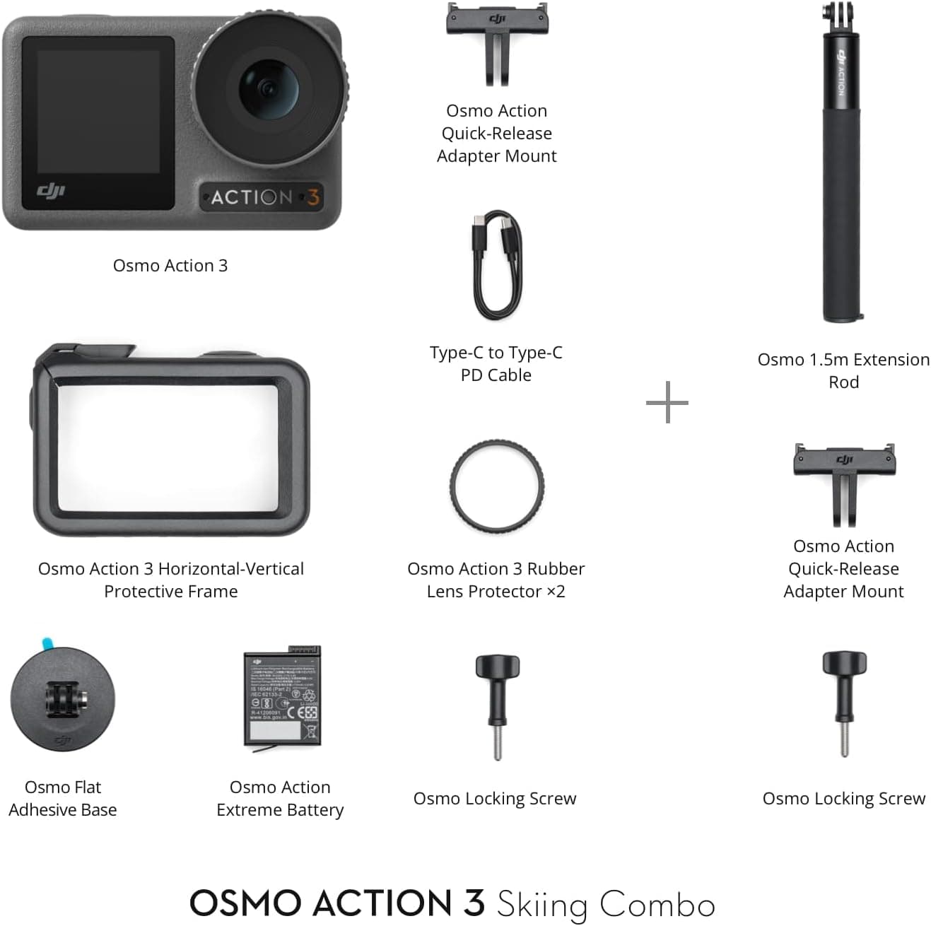 DJI Osmo Action 3 Standard Combo, Waterproof Action Camera with 4K HDR & Super-Wide FOV, 10-Bit Color Depth, HorizonSteady, Cold Resistant & Long-Lasting, Vlogging Camera for YouTube Xpress