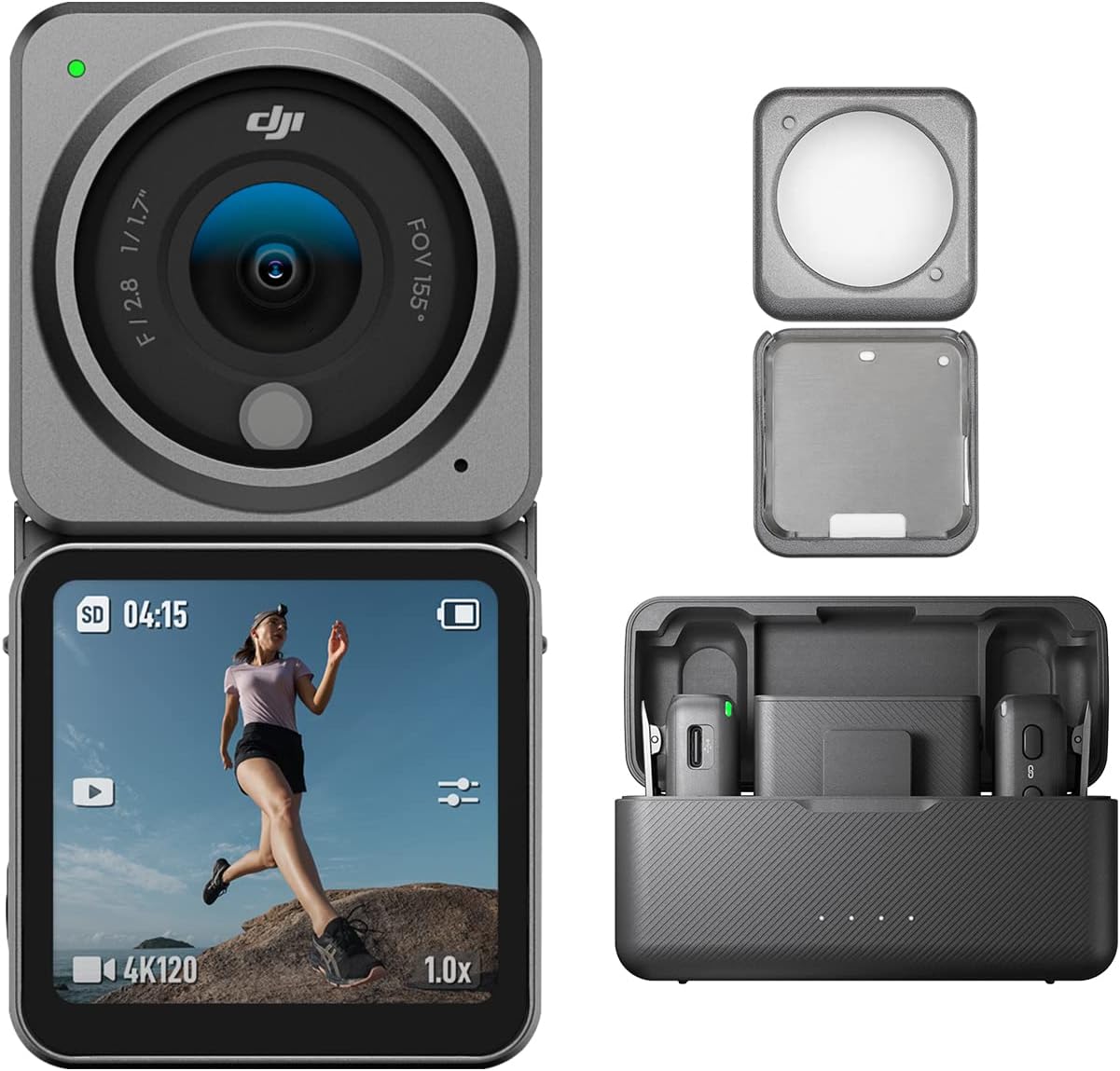 DJI Action 2 Dual-Screen Combo & Magnetic Protective Case - 4K Action Camera with Dual OLED Touchscreens, 155° FOV, Magnetic Attachments, Stabilization Technology, Underwater Camera Ideal Xpress