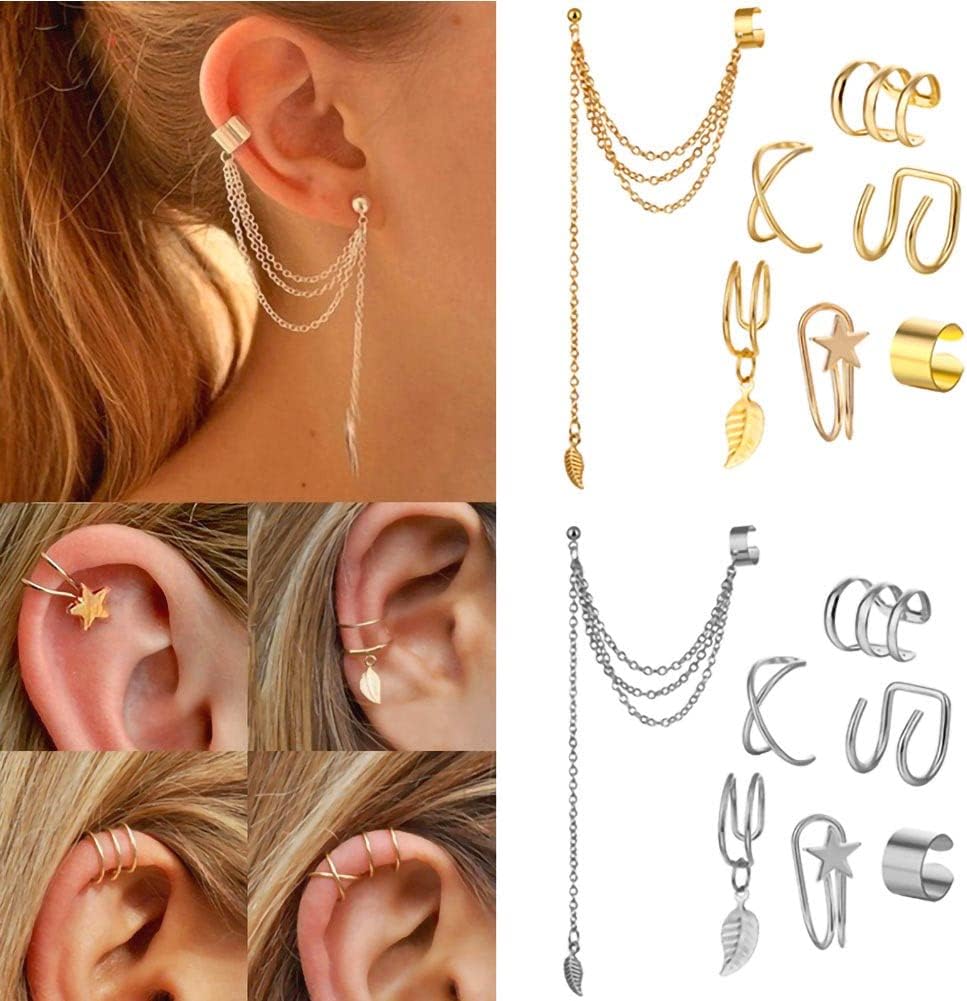 CONGYING 46 Pcs Gold Jewelry Set with 11Pcs Necklace, 11 Pcs anklet and 18 Pcs Earring Ear Cuff,6Hoop Earrings for Women Girls, Fashion Indie Costume Jewerly Pack for Friendship Party Gift Xpress