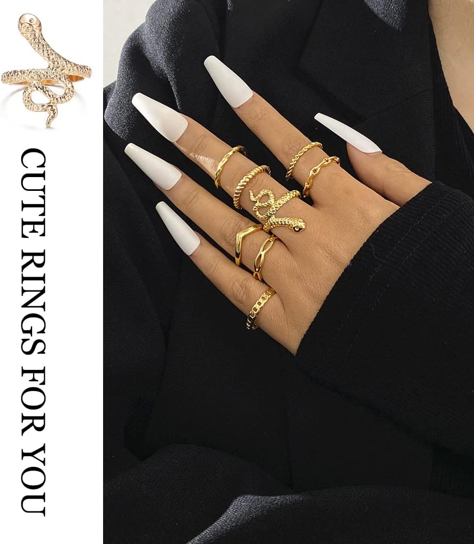 iF YOU 30 Pcs Gold Knuckle Rings Set for Women Girls, Boho Butterfly Snake Stackable Finger Rings, Silver Midi Rings Pack Xpress