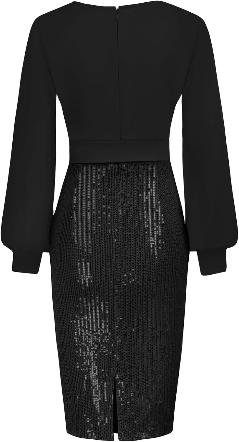 GRACE KARIN Women's Sequin Sparkly Party Dress Cocktail Bodycon Glitter Dresses Long Sleeve Xpress