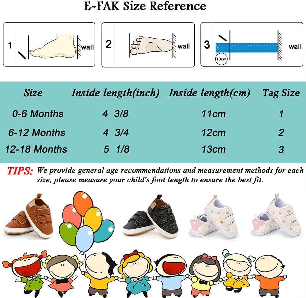 E-FAK Baby Shoes Boys Girls Infant Sneakers Non-Slip Rubber Sole Toddler Crib First Walker Shoes Xpress