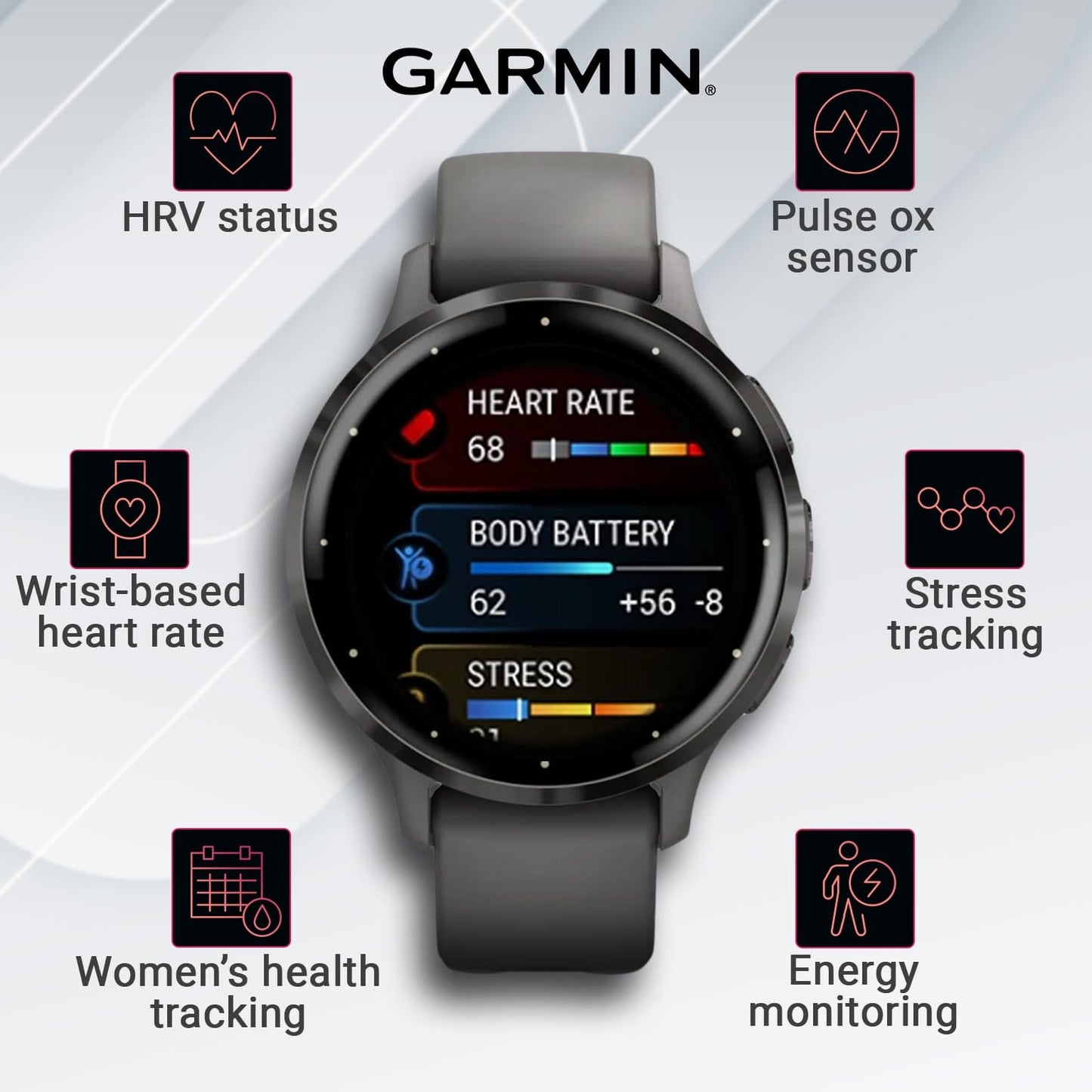 Wearable4U Garmin Venu 3: Silver Stainless Steel 45 mm Smartwatch|AMOLED 1.4" Display Up to 14 Days Battery Life | Multisport Men Watch - Whitestone | Advanced Health & Fitness Features Gift Bundle