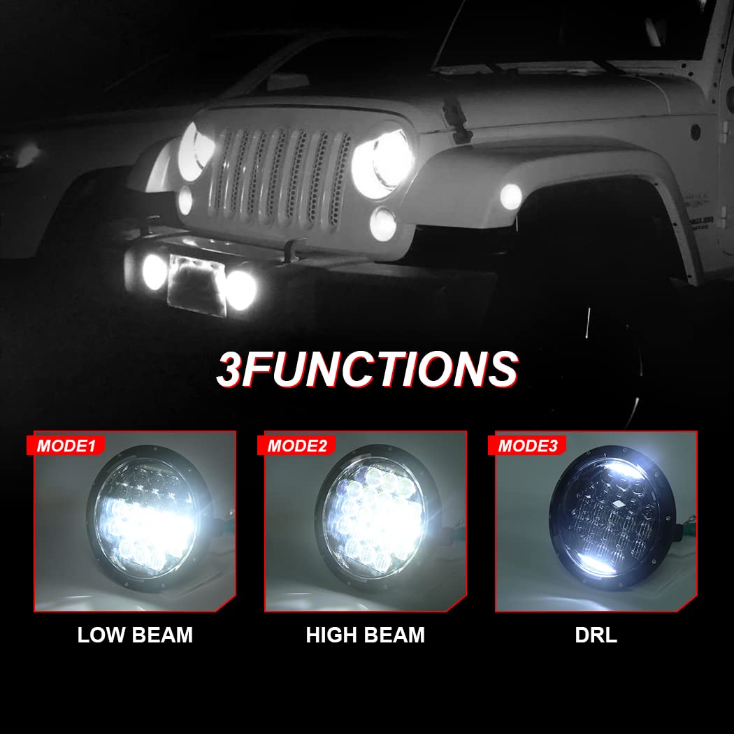 Phares LED DRL 130W 7 pouces, compatibles avec Jeep Wrangler 97-2018 JK TJ LJ Hummer H1 H2, phares chromés les plus récents 