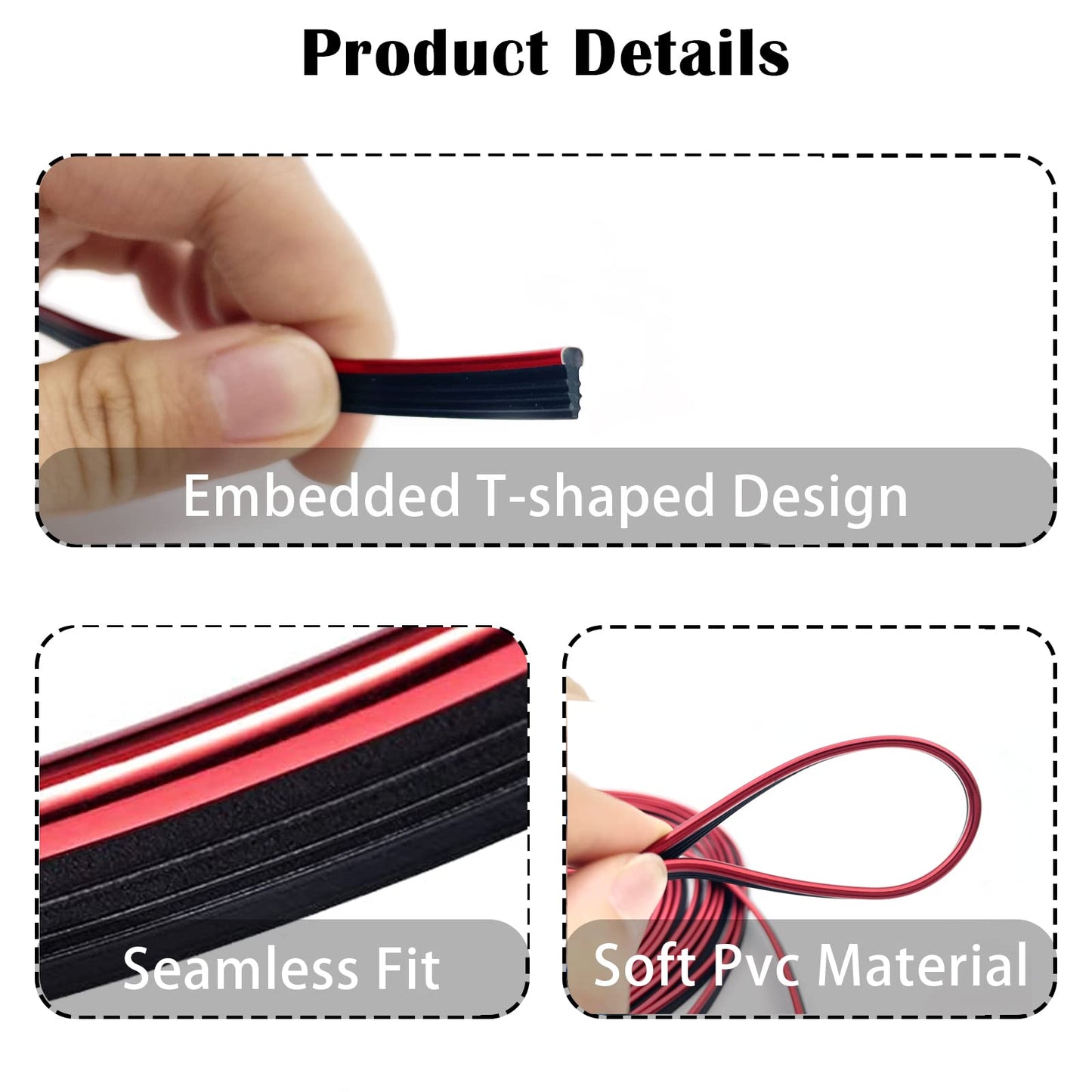 Car Interior Trim Strips,Universal 9.8 ft Car Electroplating Decoration Styling Door Dashboard, Flexible Interior Trim Accessories with Installing Tool(Red)