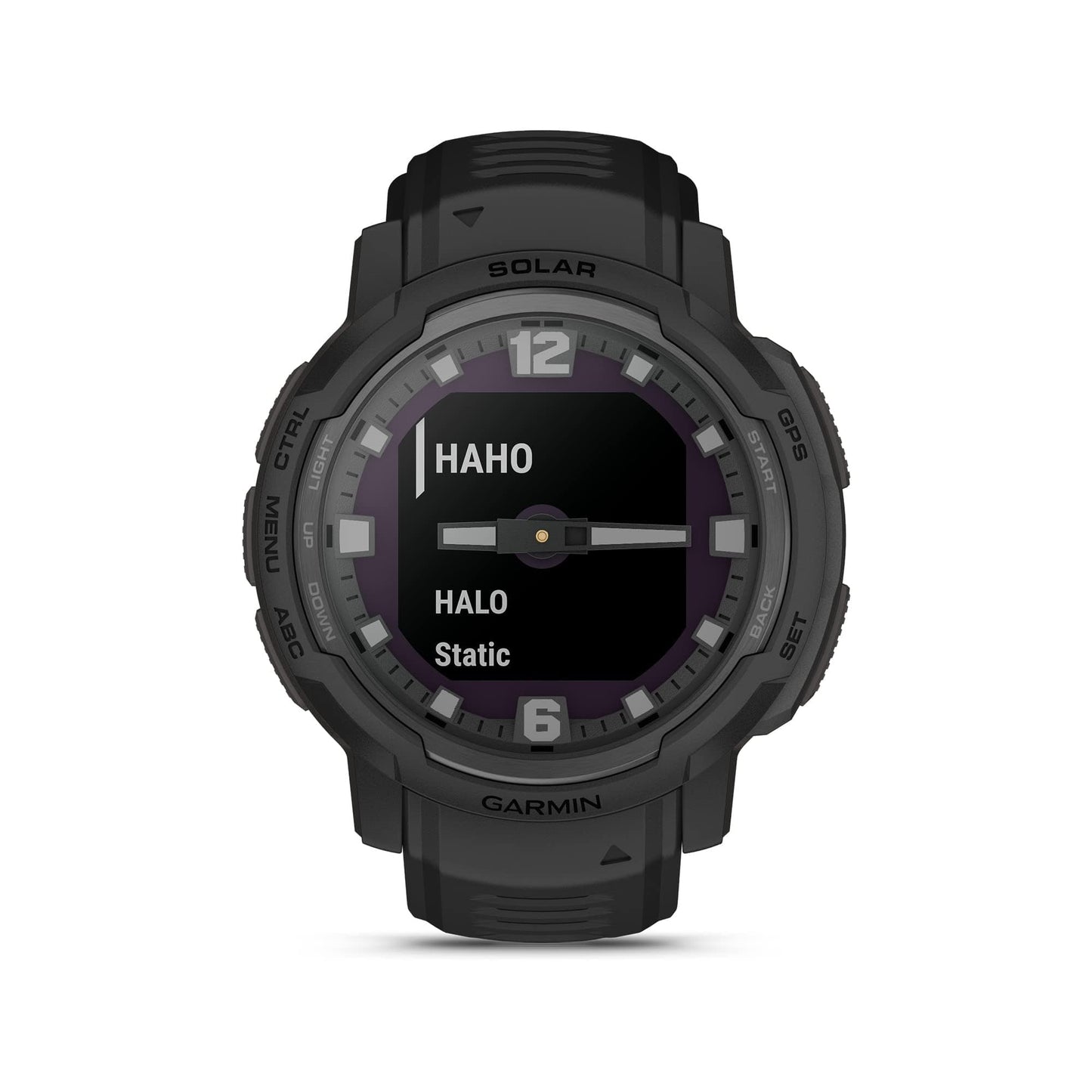 Garmin Instinct Crossover Solar, reloj inteligente híbrido resistente con capacidades de carga solar, manecillas analógicas y pantalla digital, grafito, ajustable 