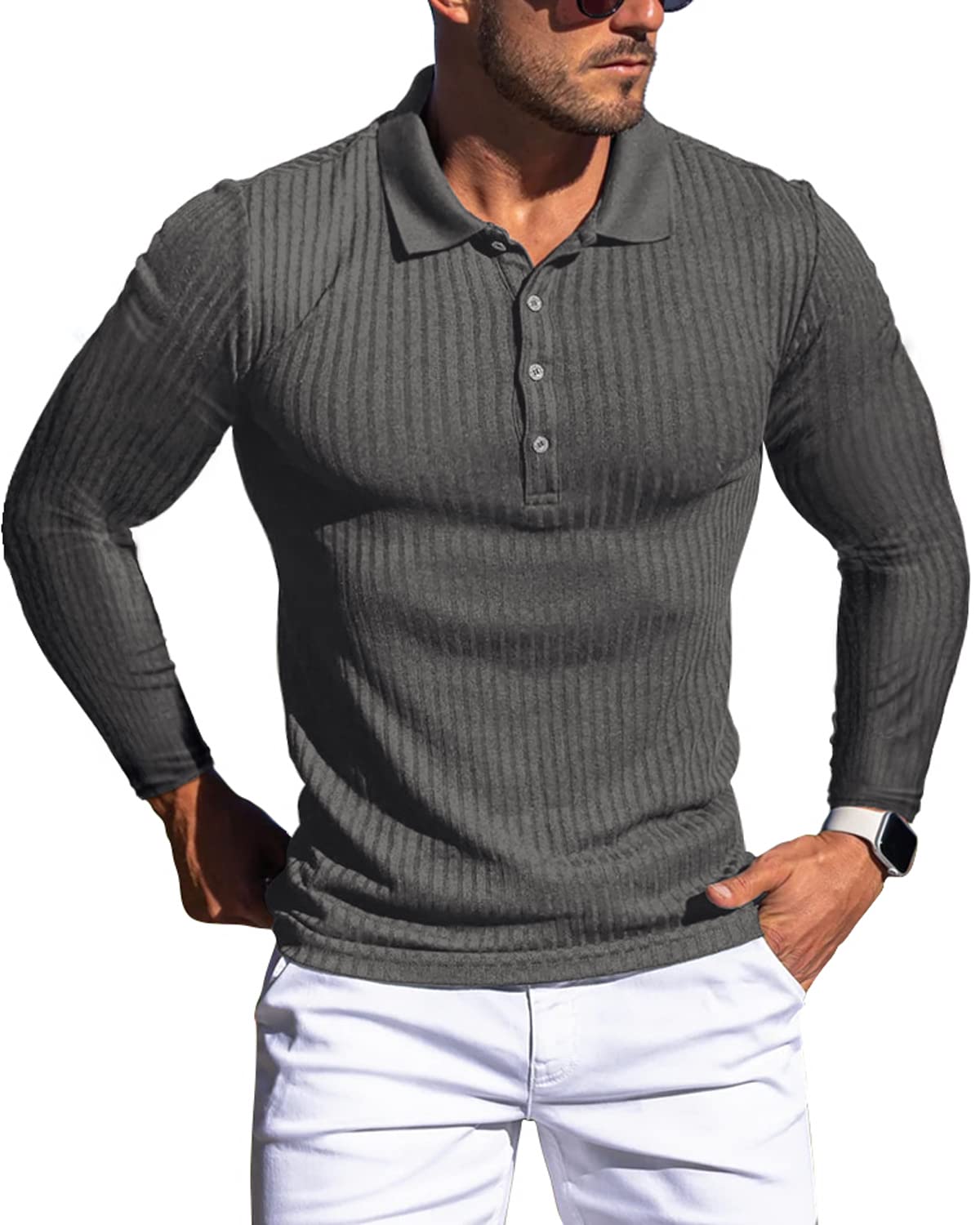 Muscle Polo Shirts for Men Slim Fit Short Sleeve Golf Shirts Men Dry Fit Shirts Casual Stylish Clothes