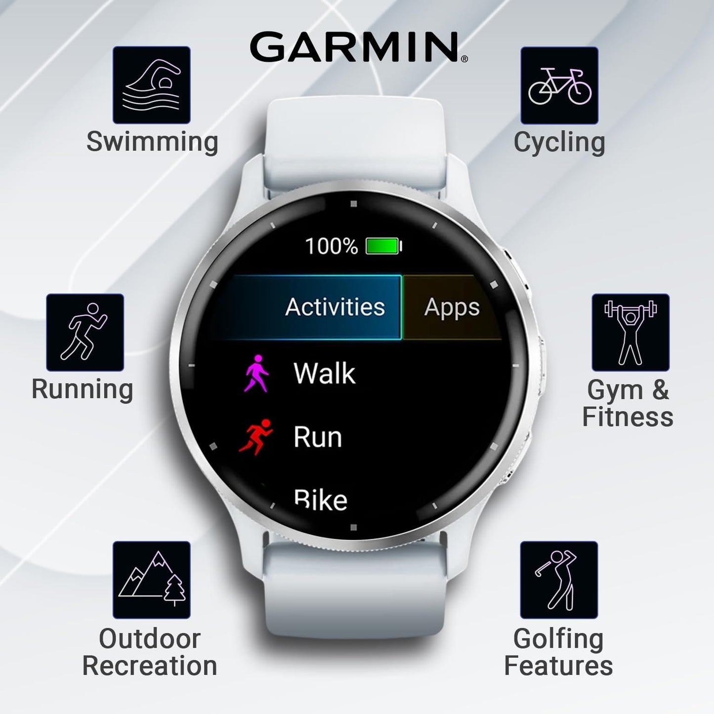 Wearable4U Garmin Venu 3: Silver Stainless Steel 45 mm Smartwatch|AMOLED 1.4" Display Up to 14 Days Battery Life | Multisport Men Watch - Whitestone | Advanced Health & Fitness Features Gift Bundle