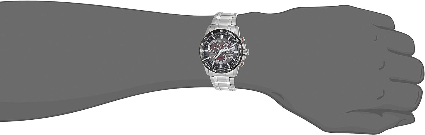 Citizen Men's Eco-Drive Sport Luxury PCAT Chronograph Watch Stainless Steel, Black Dial (Model: CB5898-59E)