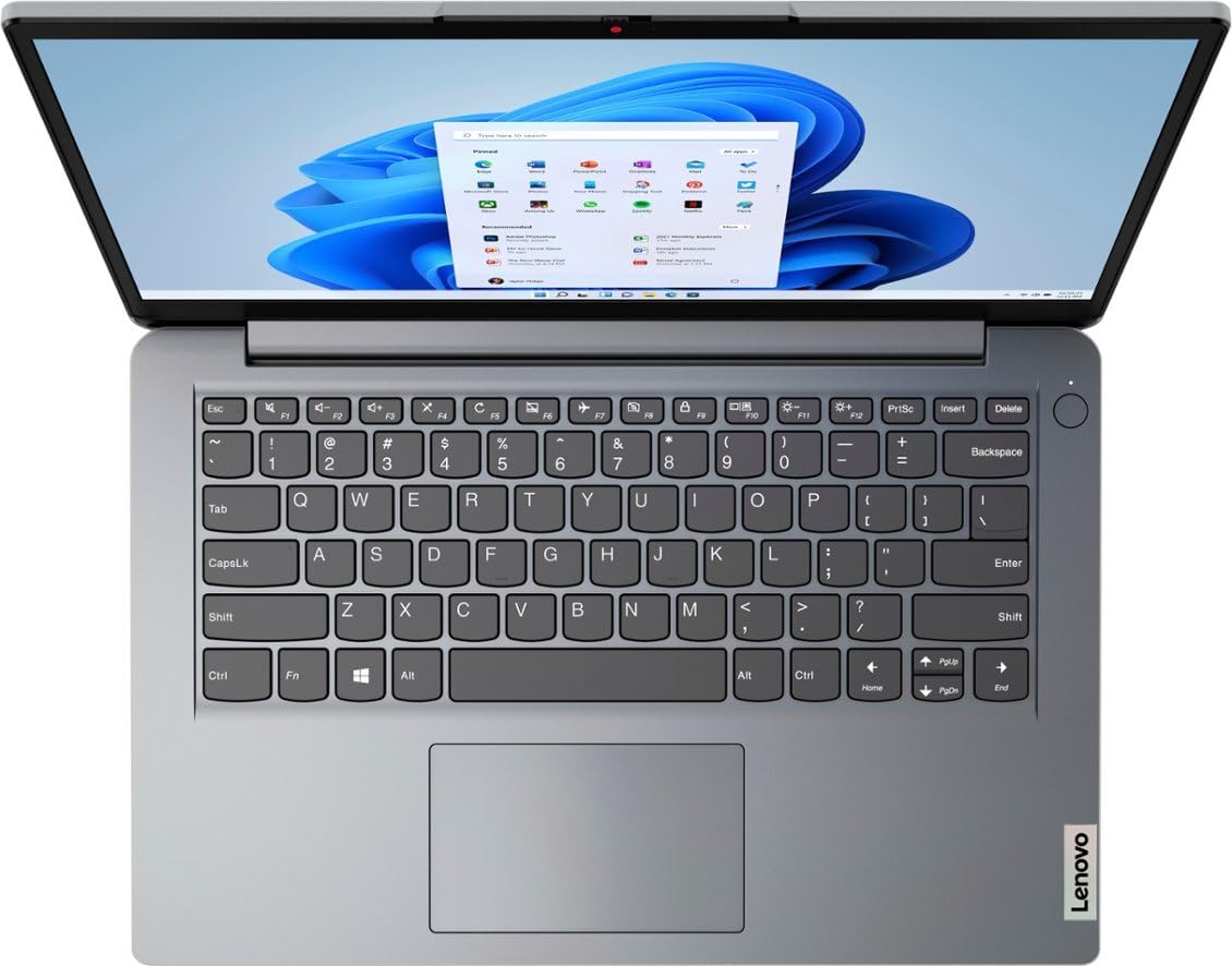 Laptop Lenovo IdeaPad 1 14, pantalla HD de 14.0", Intel Celeron N4020, 4 GB de RAM, 64 GB de almacenamiento, Intel UHD Graphics 600, Win 11 en modo S, gris nube 