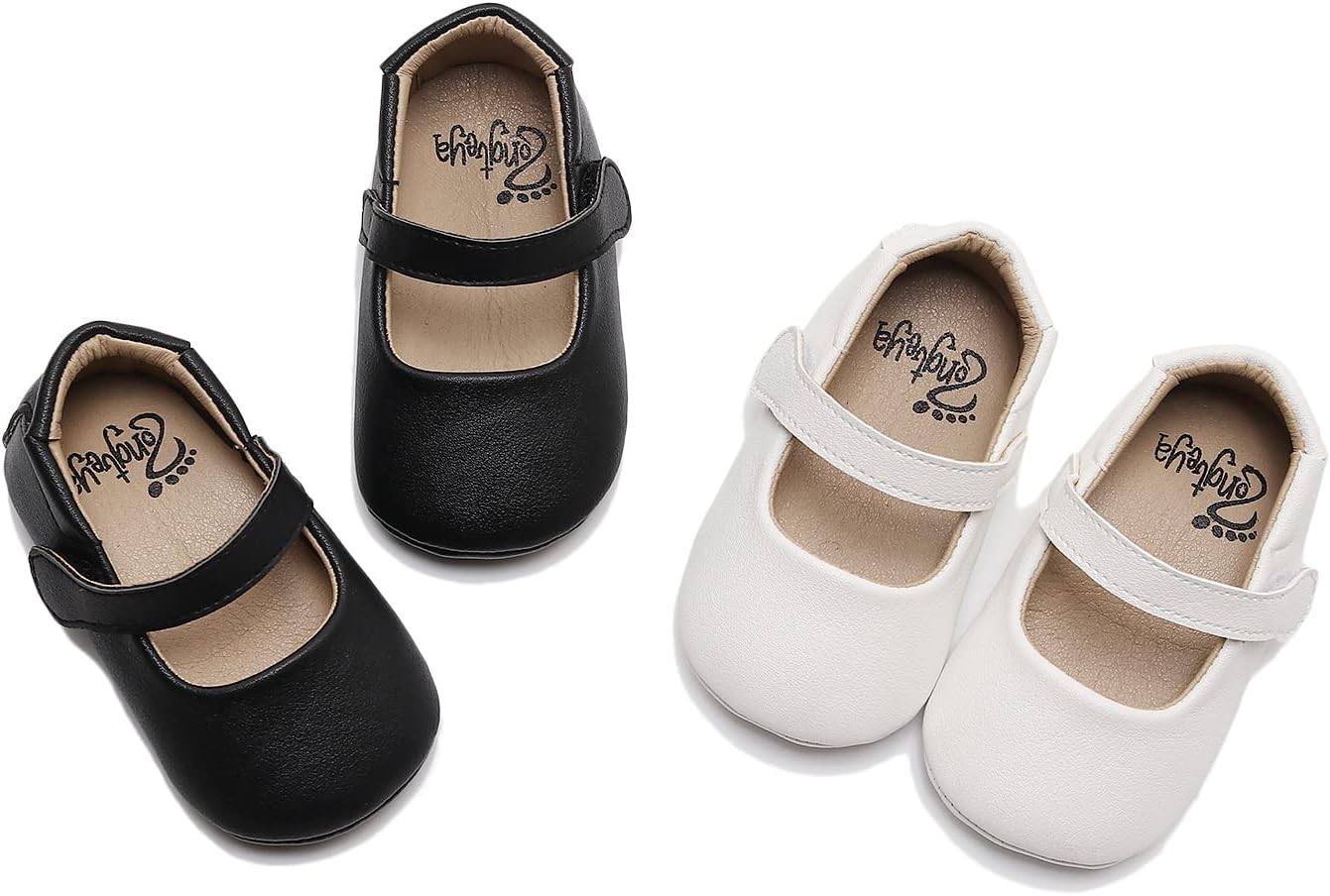 HONGTEYA Infant Baby Girls Mary Jane Flats Non Slip for Toddler First Walkers Soft Sole PU Leather Crib Shoes Sneaker Wedding Party Christmas Princess Dress Shoes Baby Moccasins Girls Xpress