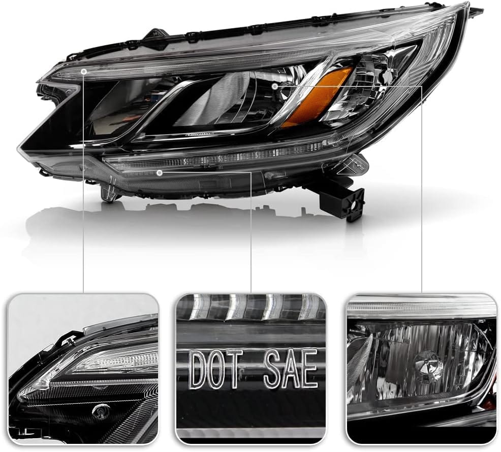 ACANII - For [Halogen Type w/LED DRL] 2015-2016 Honda CRV C-RV Factory Style Headlights Headlamps Pair Set Left+Right