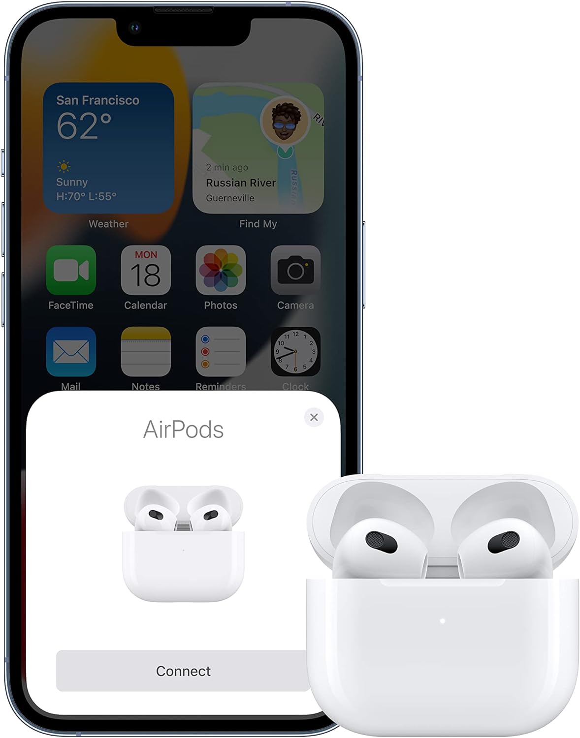 Auriculares inalámbricos Apple AirPods (3.ª generación), auriculares Bluetooth, audio espacial personalizado, resistentes al sudor y al agua, estuche de carga Lightning incluido, hasta 30 horas de duración de la batería 