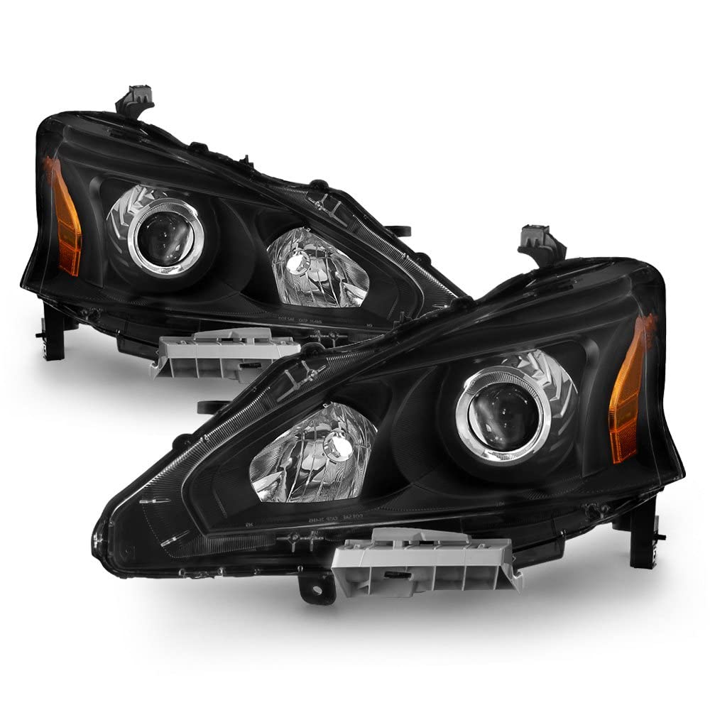 ACANII - For [Halogen Sedan Model] 2013 2014 2015 Nissan Altima Chrome Housing Projector Headlights Headlamps Left+Right