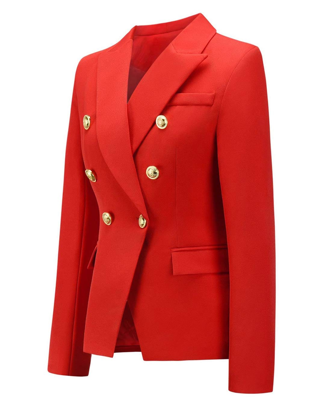 Chouyatou Blazer vintage à double boutonnage pour femme Coupe ajustée