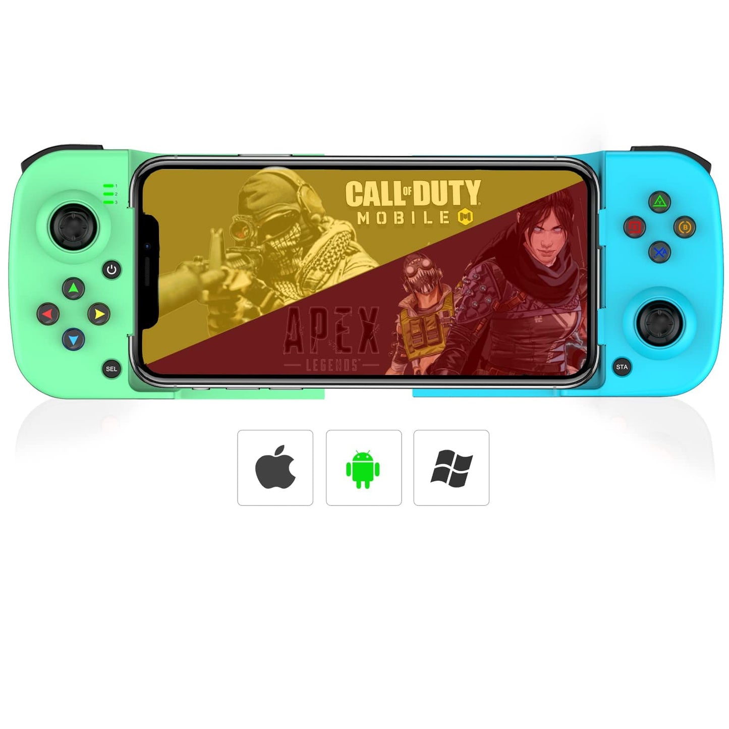 Megadream Manette de jeu mobile pour iPhone iOS Android PC : fonctionne avec iPhone 15/14/13/12/11/X, iPad, Samsung Galaxy, TCL, tablette, Call of Duty, Black Desert Mobile – Jouez directement (gris) 